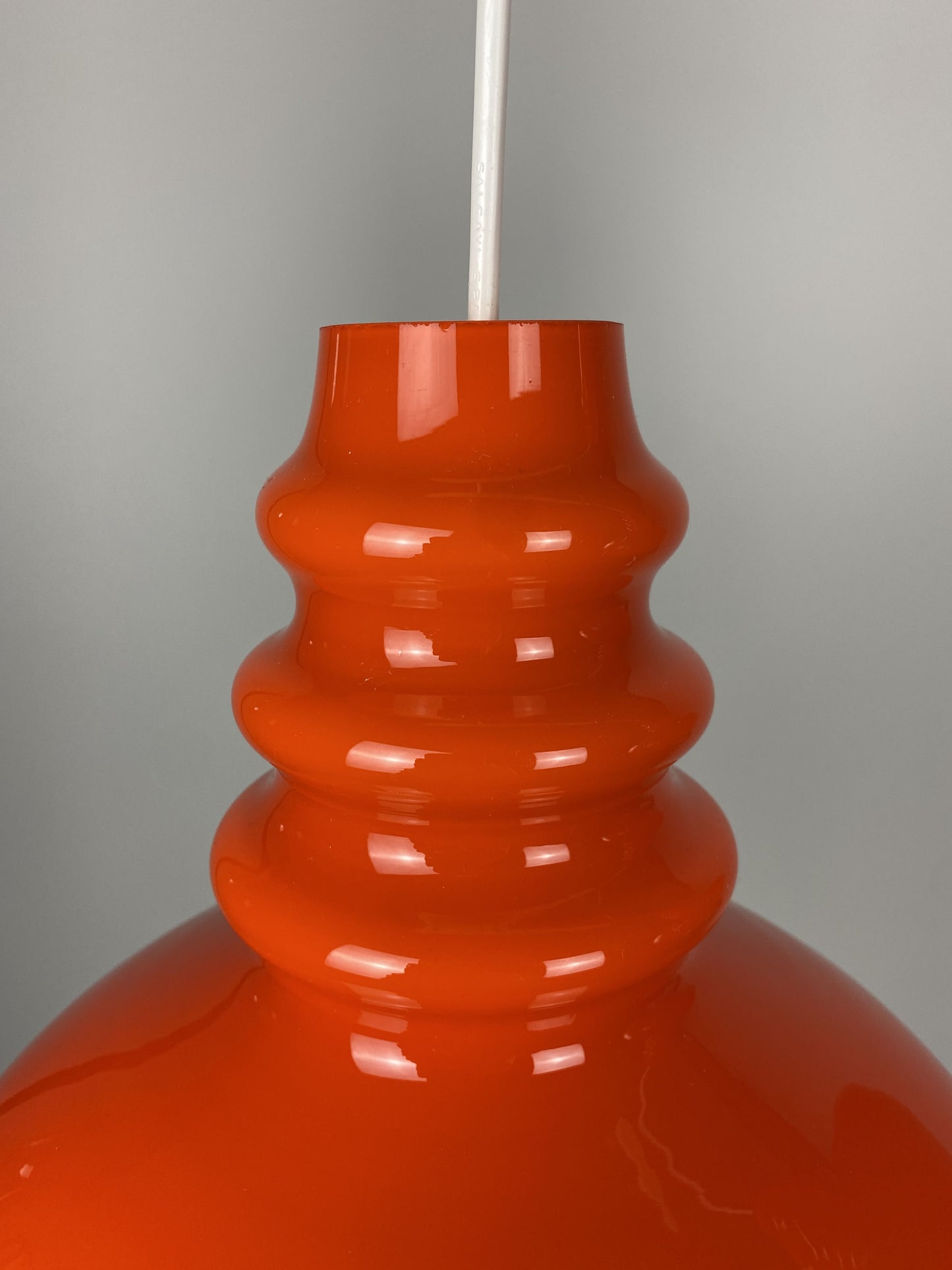Bright orange midcentury glass pendant light by Peill & Putzler 1960