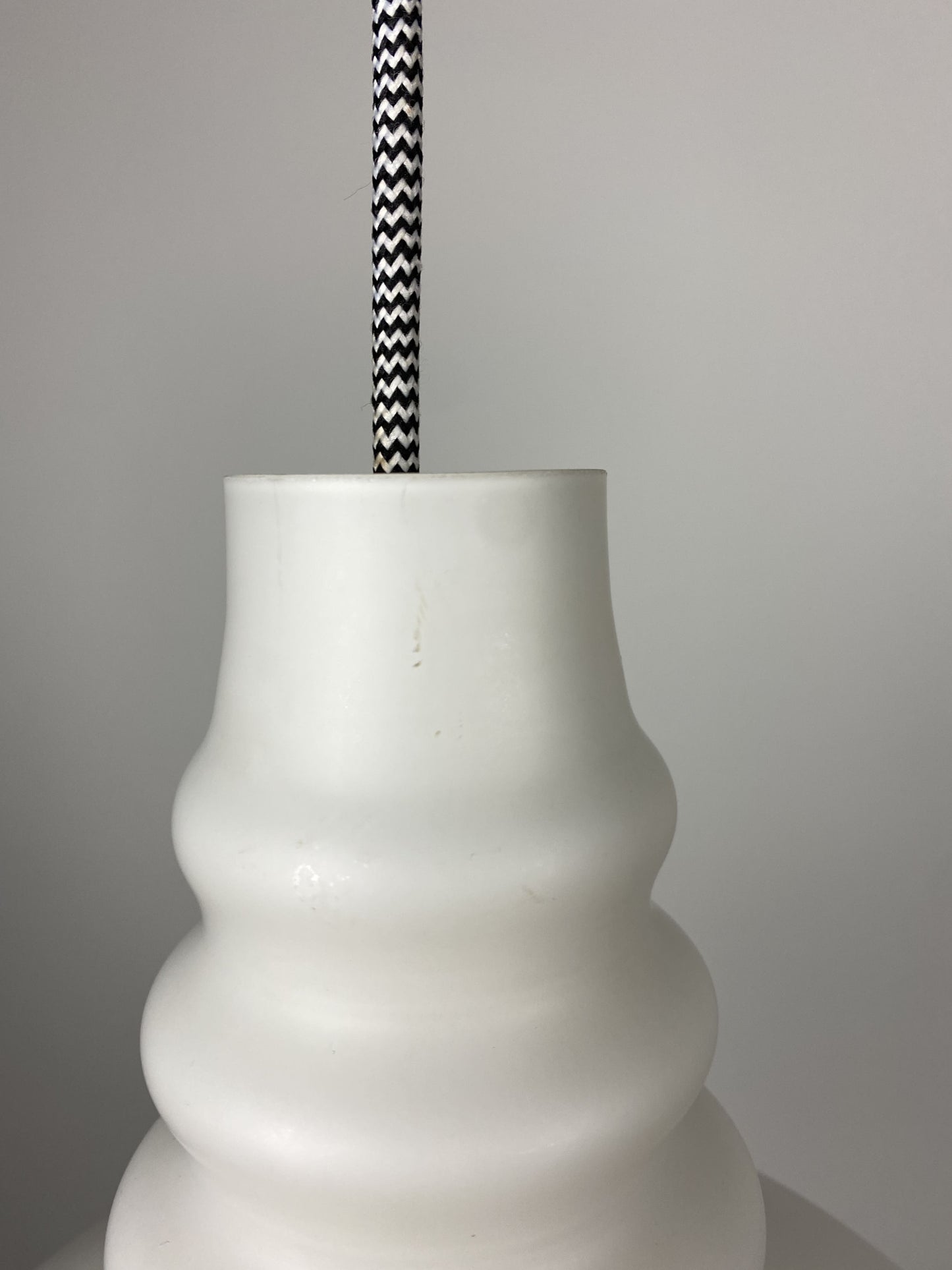 1 of 2 Frosted White glass pendant light by Peill and Putzler 1960