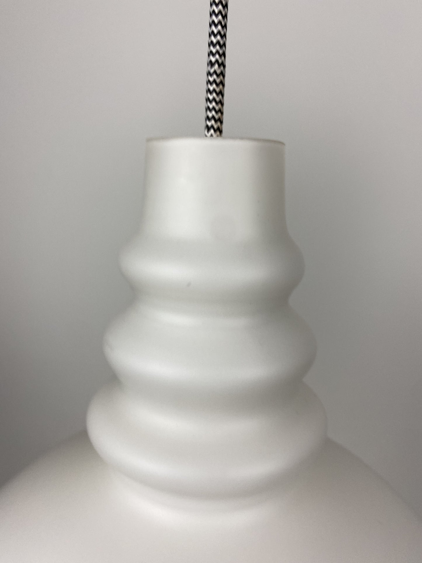 1 of 2 Frosted White glass pendant light by Peill and Putzler 1960