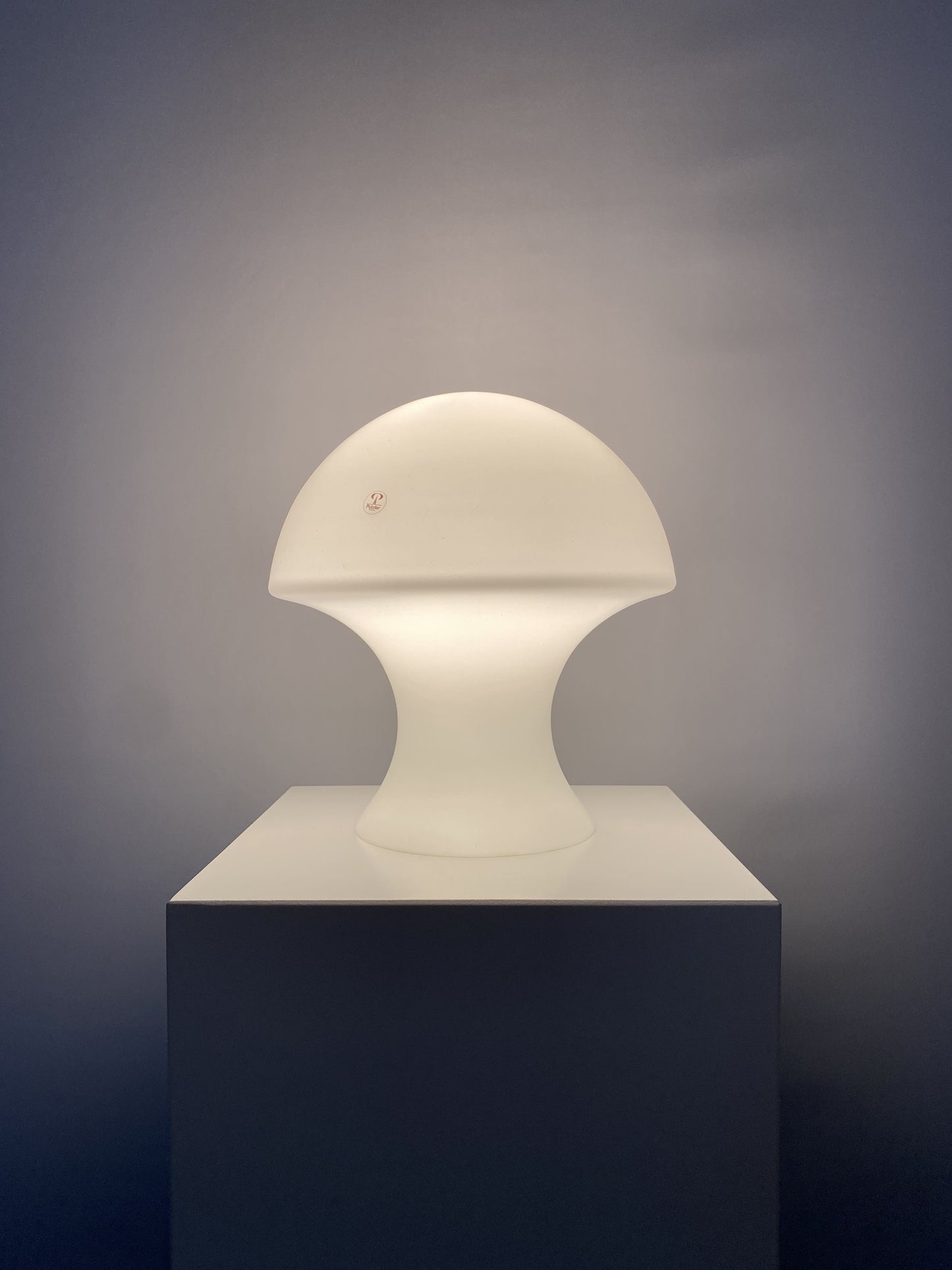 Rare white milk glass Peill and Putzler mushroom table lamp 1970