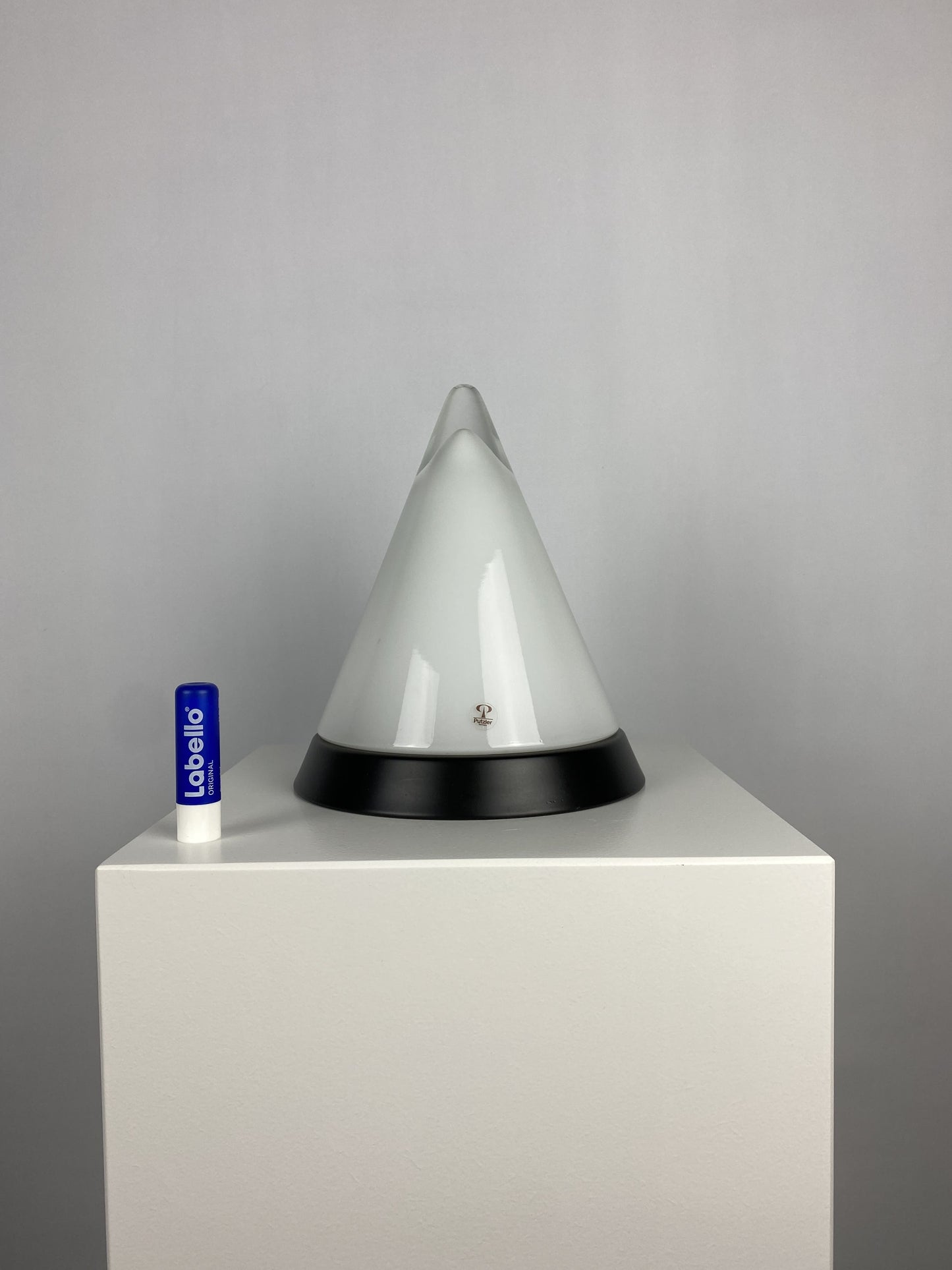 White glass & black Peill and Putzler KIBO table lamp 1980
