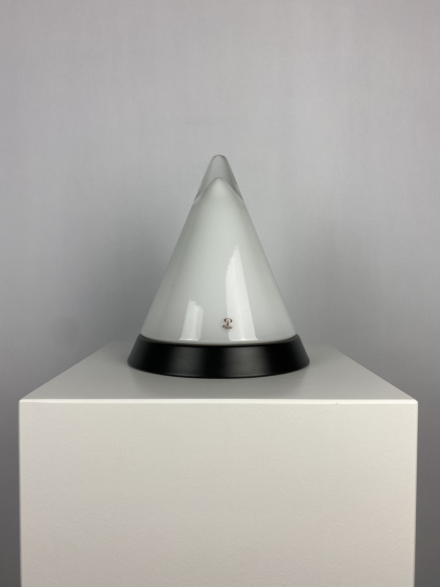 White glass & black Peill and Putzler KIBO table lamp 1980