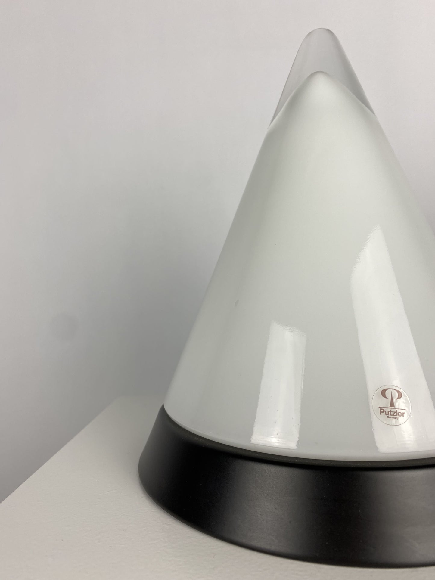 White glass & black Peill and Putzler KIBO table lamp 1980