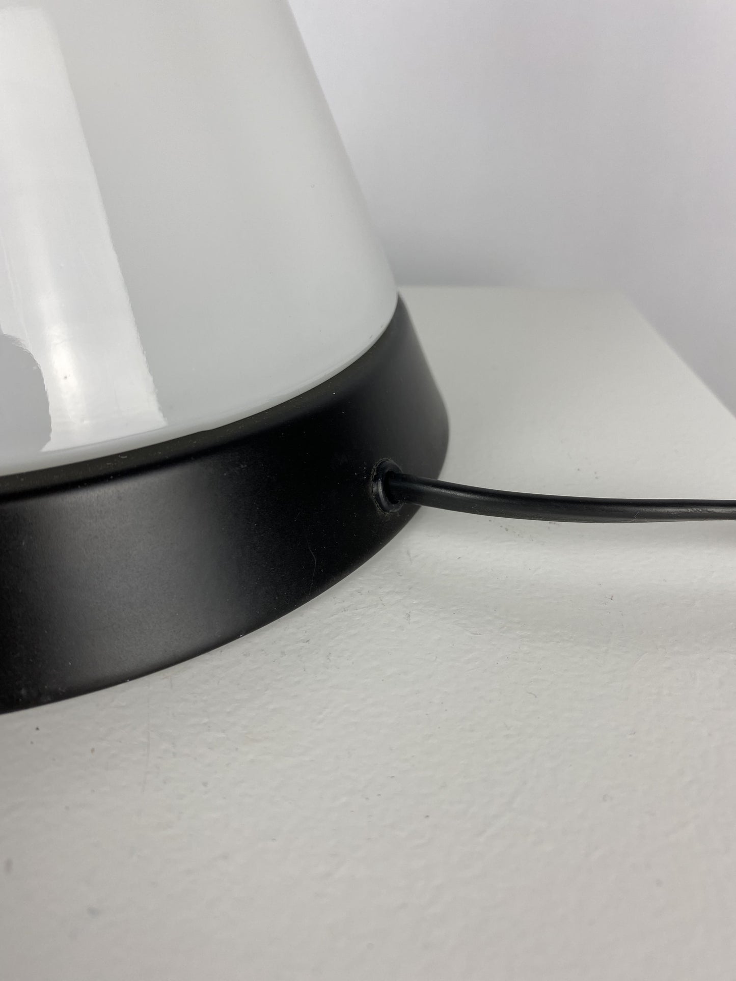White glass & black Peill and Putzler KIBO table lamp 1980