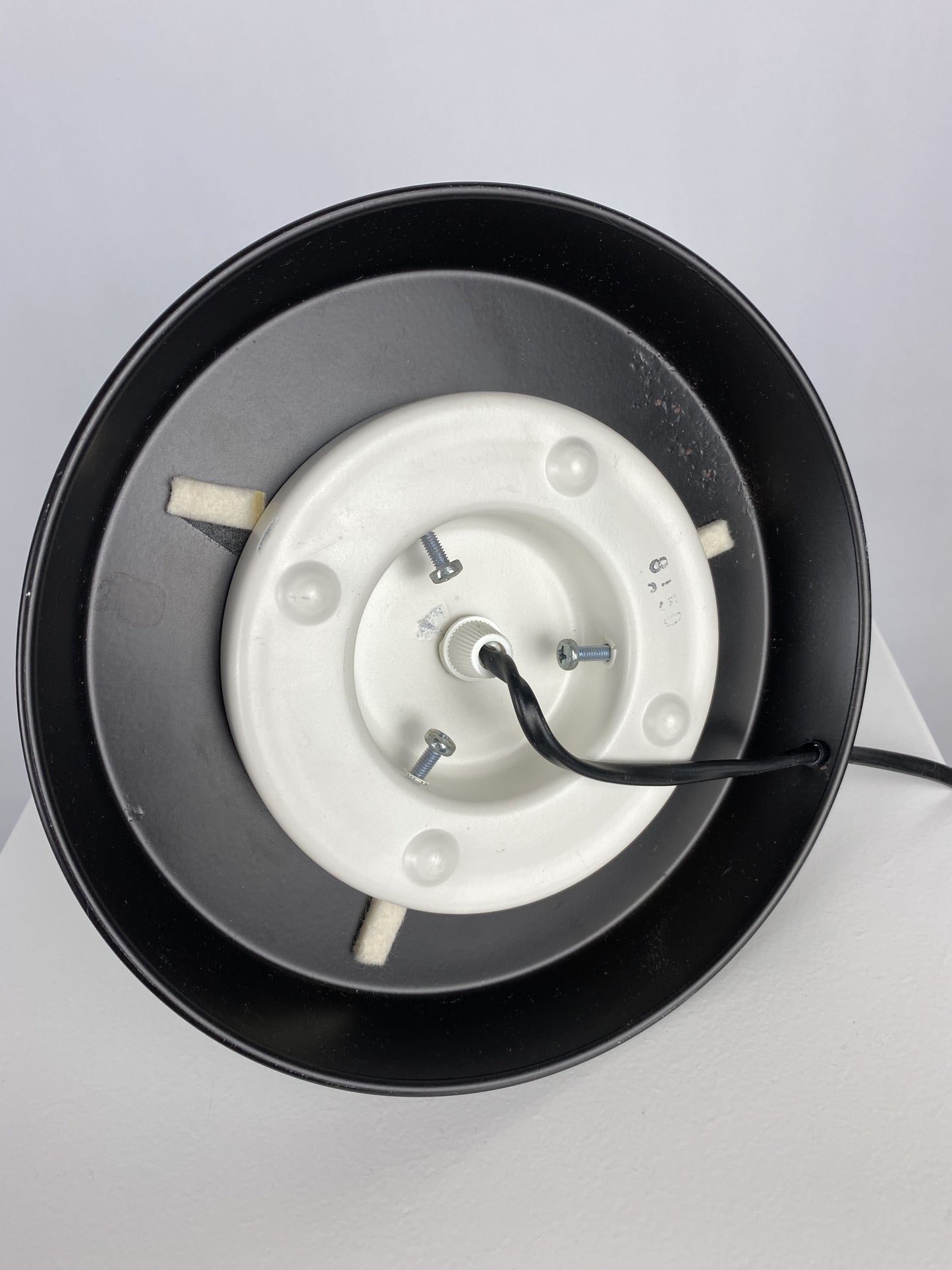 White glass & black Peill and Putzler KIBO table lamp 1980
