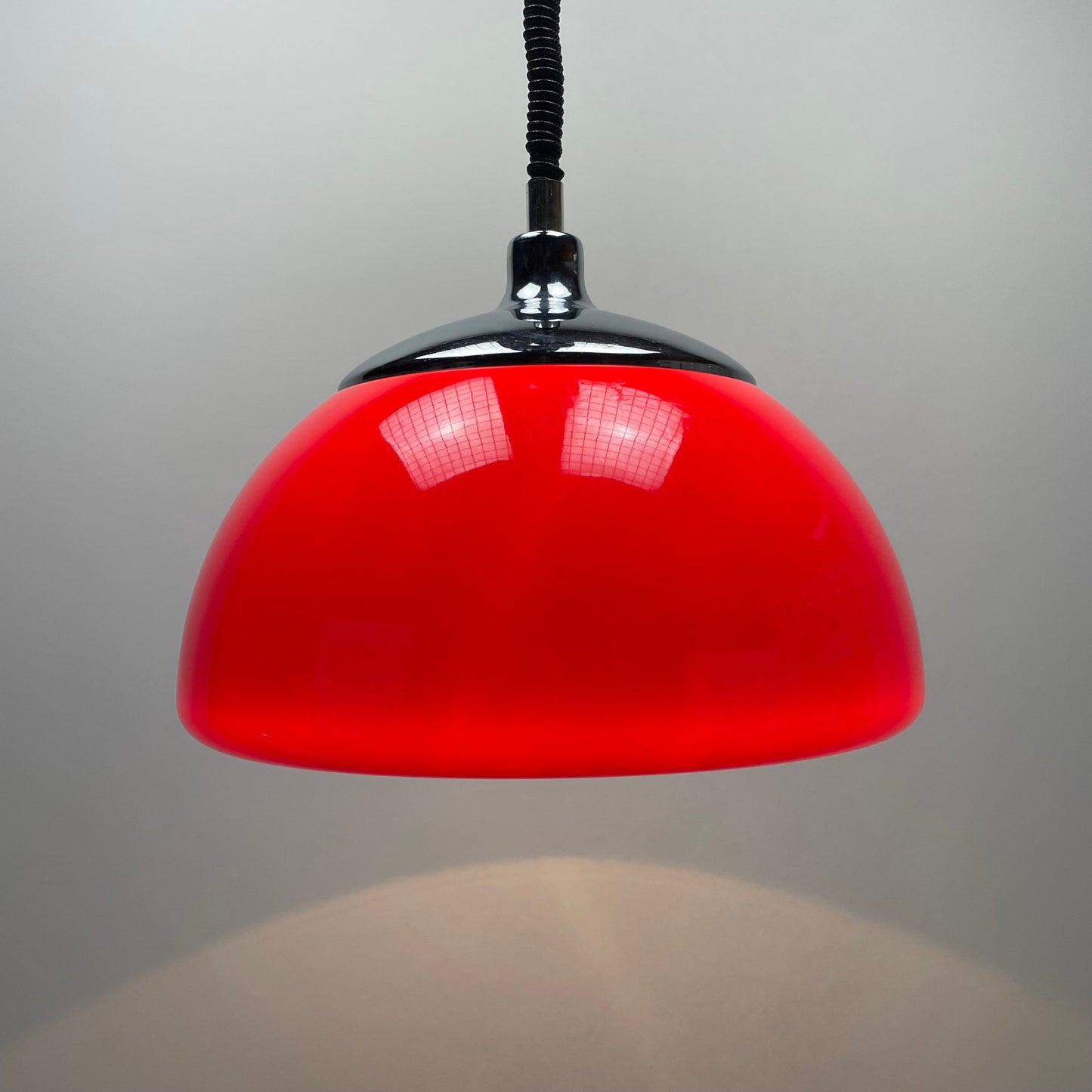 Red space age pendant light by Cosack Leuchten 1970
