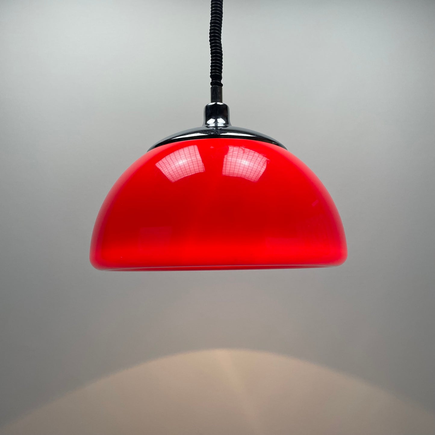 Red space age pendant light by Cosack Leuchten 1970