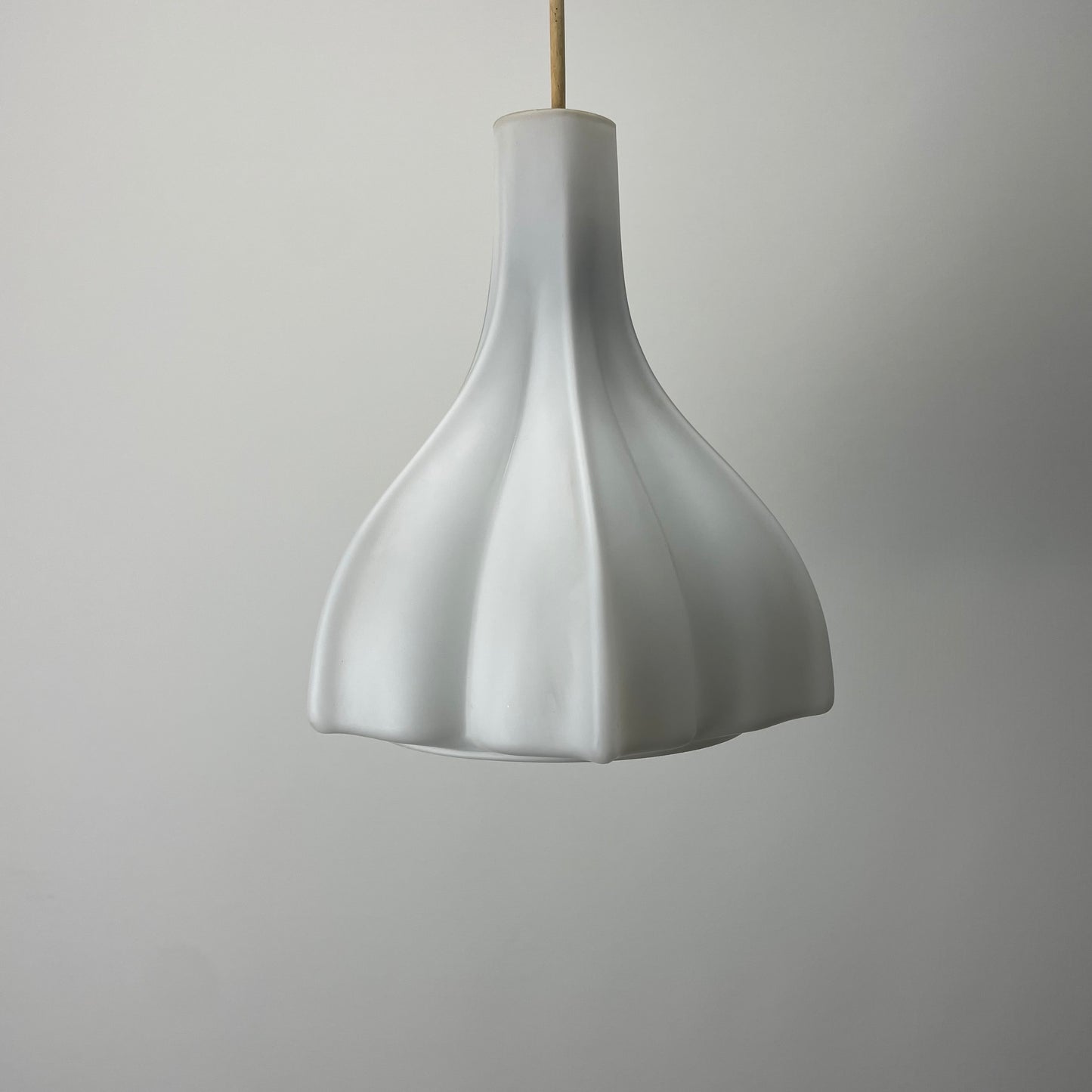 Flower shaped frosted white glass pendant light by Peill and Putzler 1960