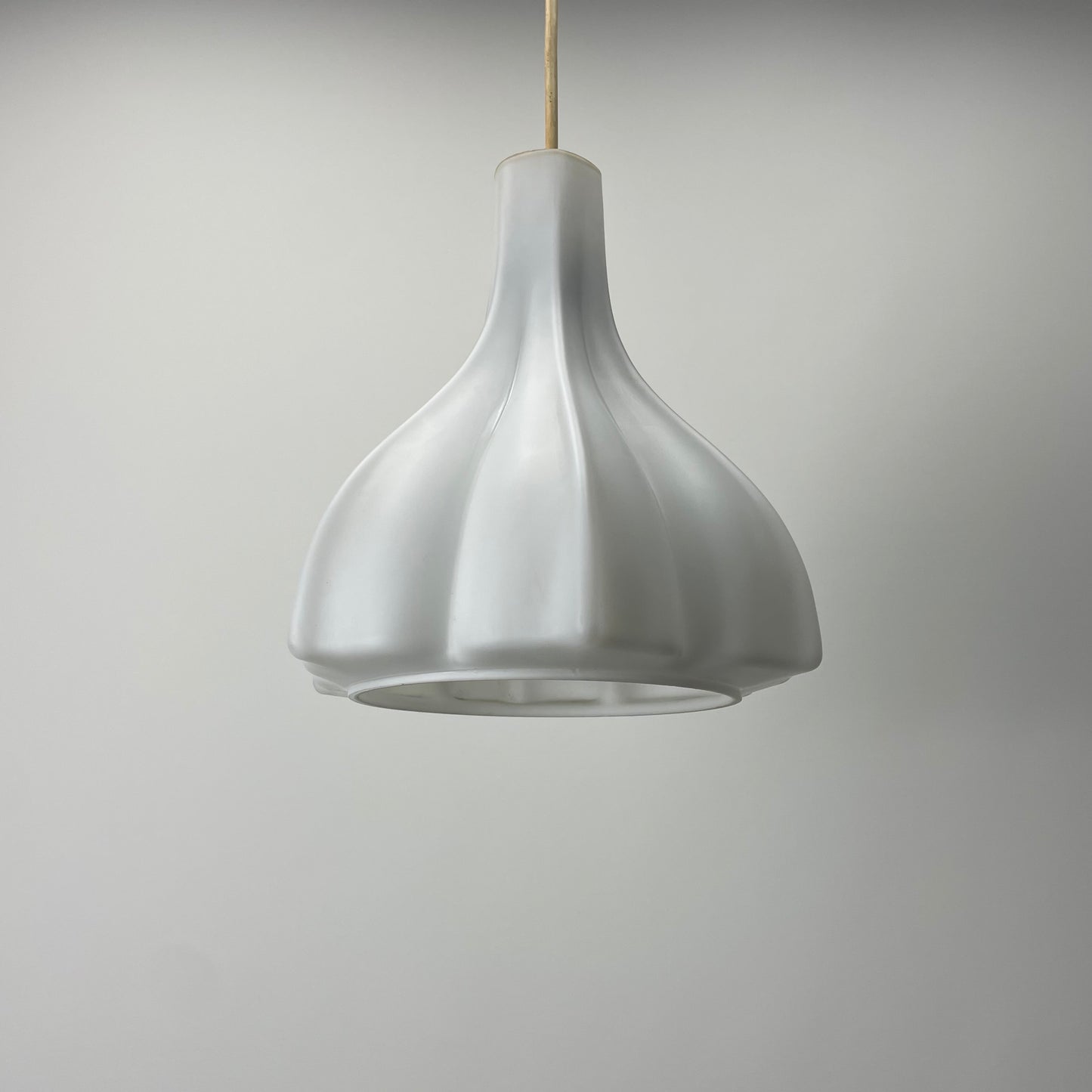 Flower shaped frosted white glass pendant light by Peill and Putzler 1960