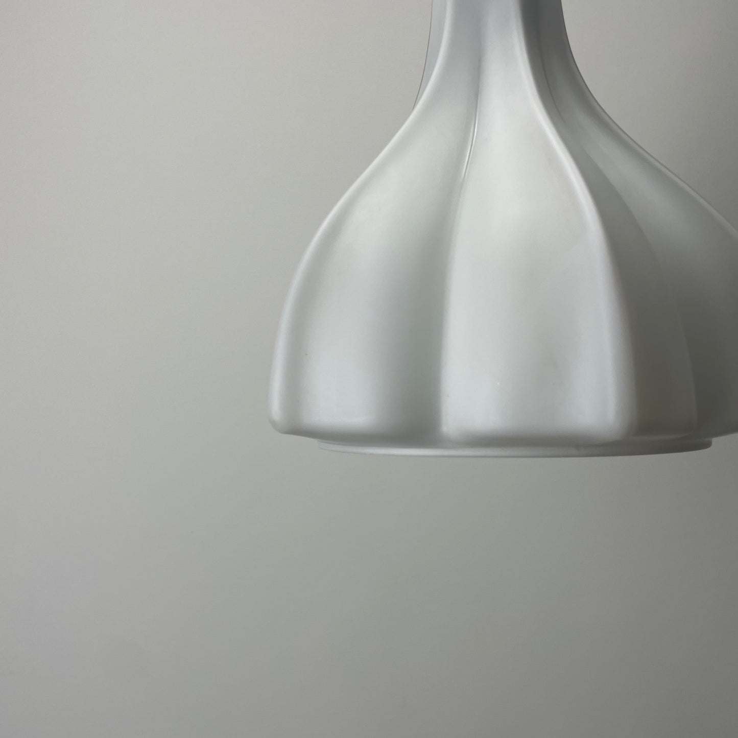Flower shaped frosted white glass pendant light by Peill and Putzler 1960