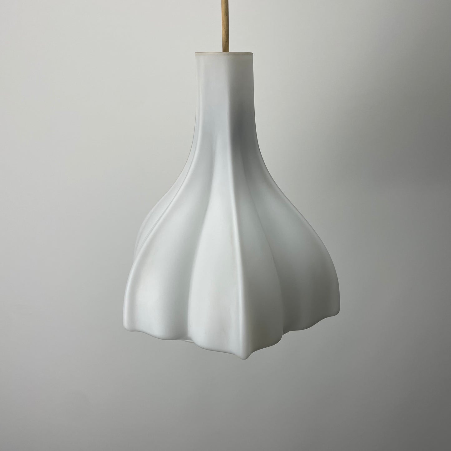 Flower shaped frosted white glass pendant light by Peill and Putzler 1960