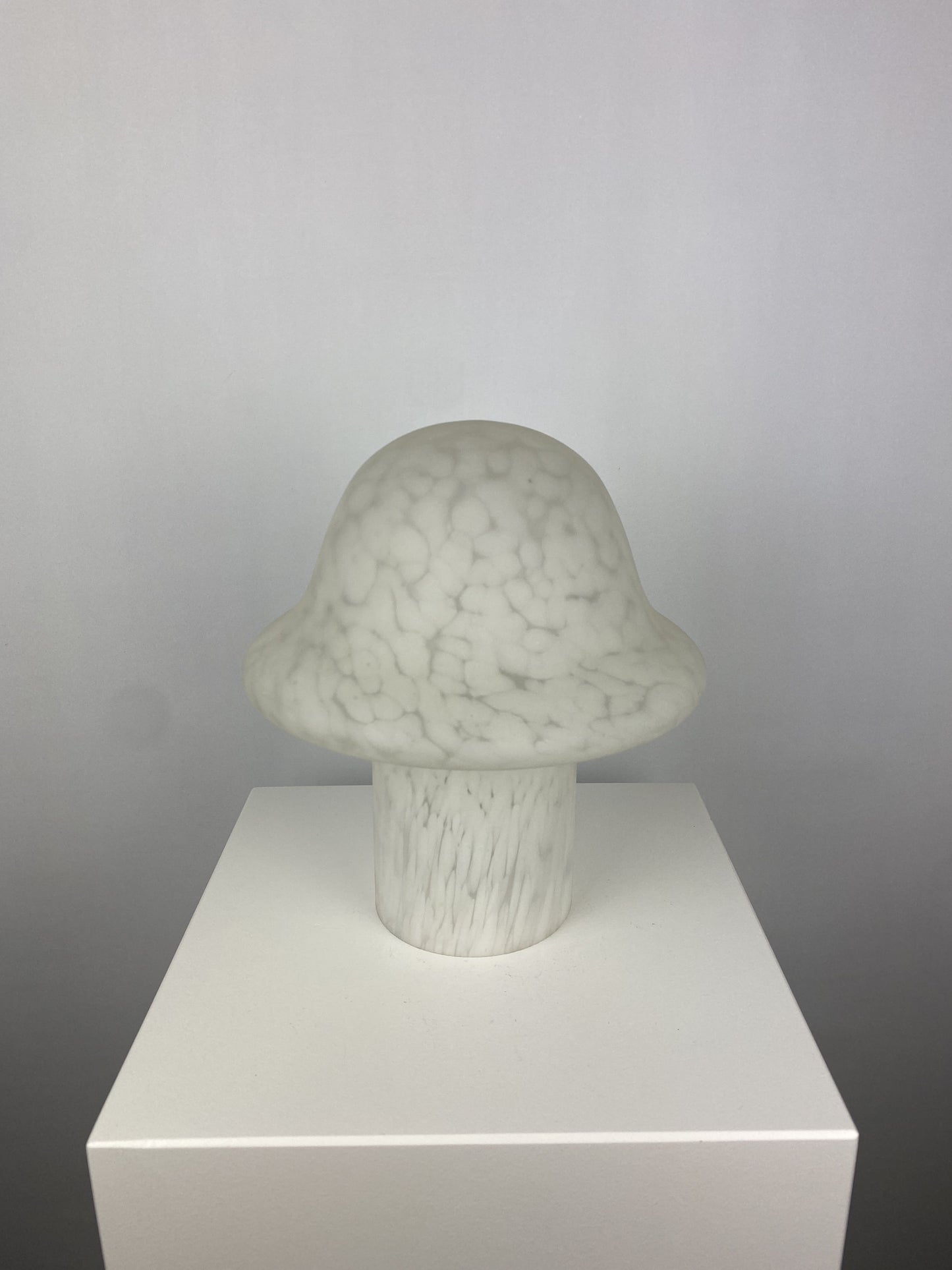 White cloudy glass Peill and Putzler mushroom table lamp 1970