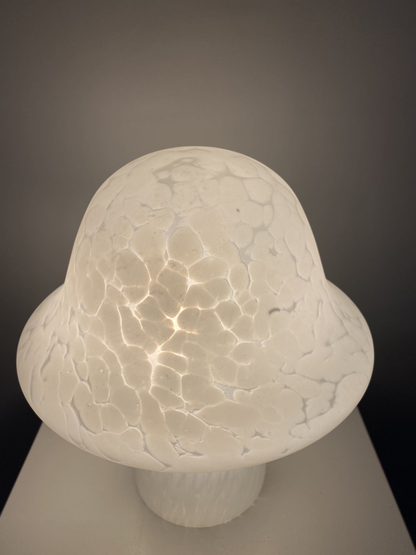 White cloudy glass Peill and Putzler mushroom table lamp 1970