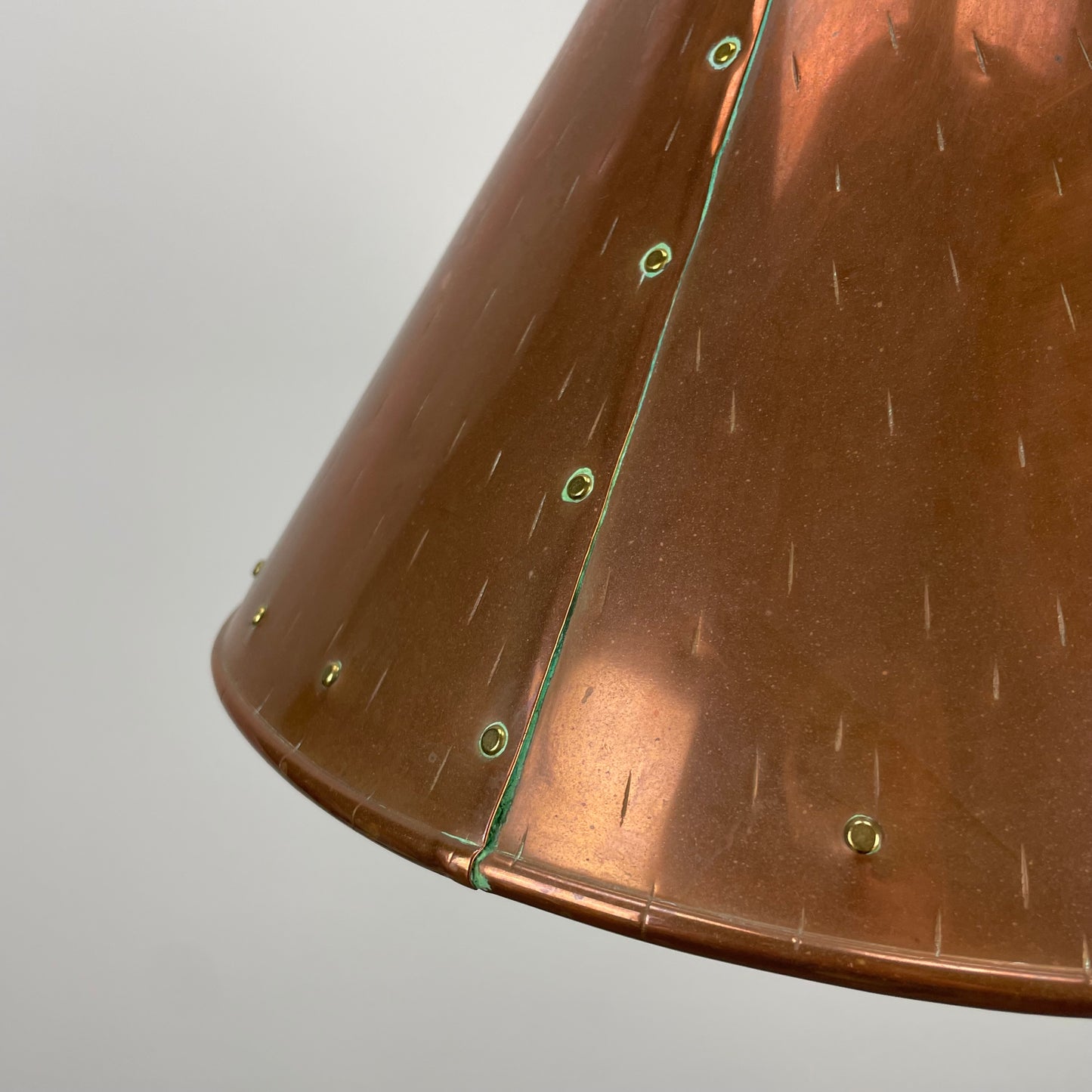 Conical copper pendant light by E.S Horn Aalestrup, Denmark 1950