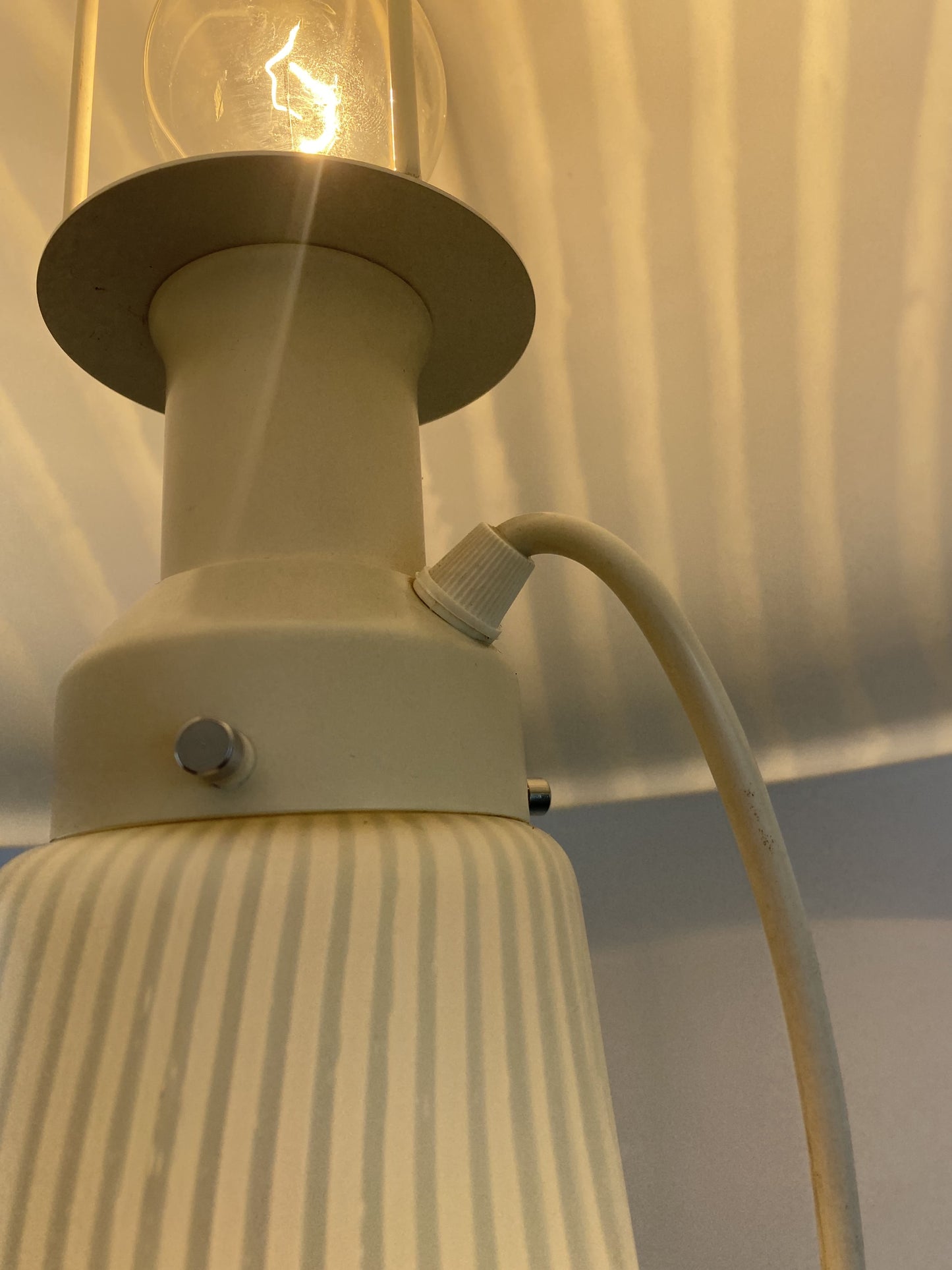 Large white zebra glass Peill and Putzler mushroom table lamp XL