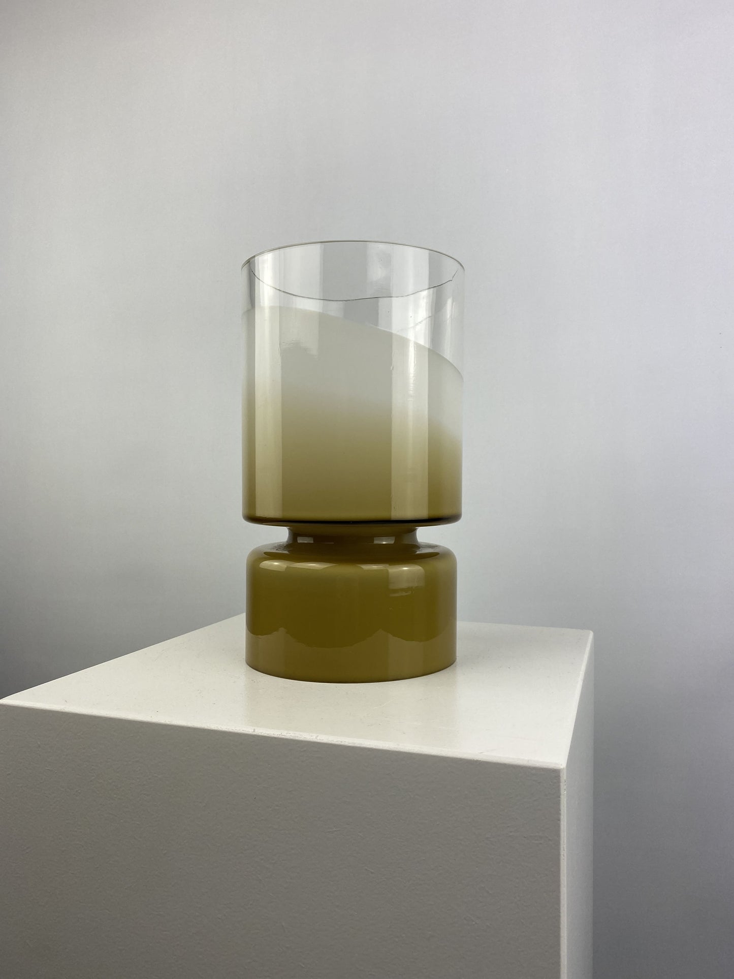 Rare olive green and clear glass Peill and Putzler table lamp 1970