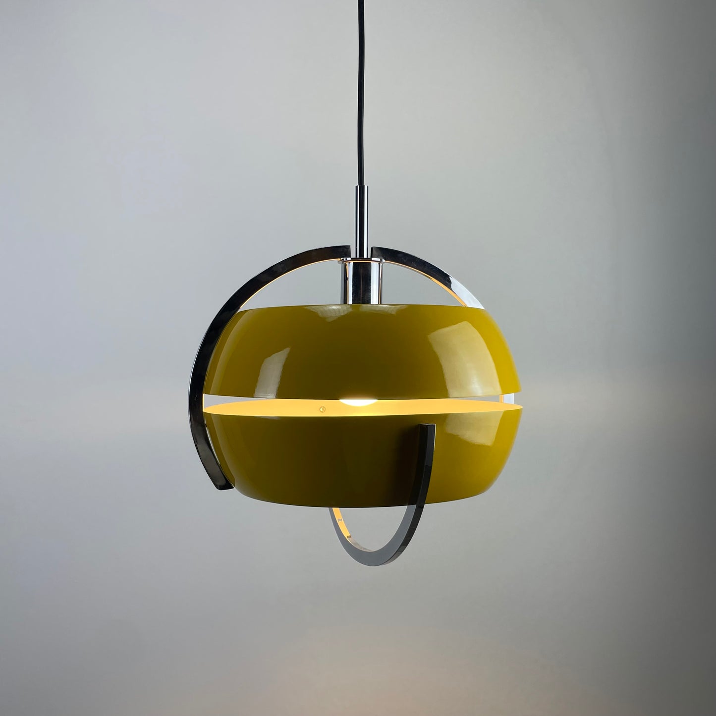 Yellow space age UFO shaped pendant lamp 1970