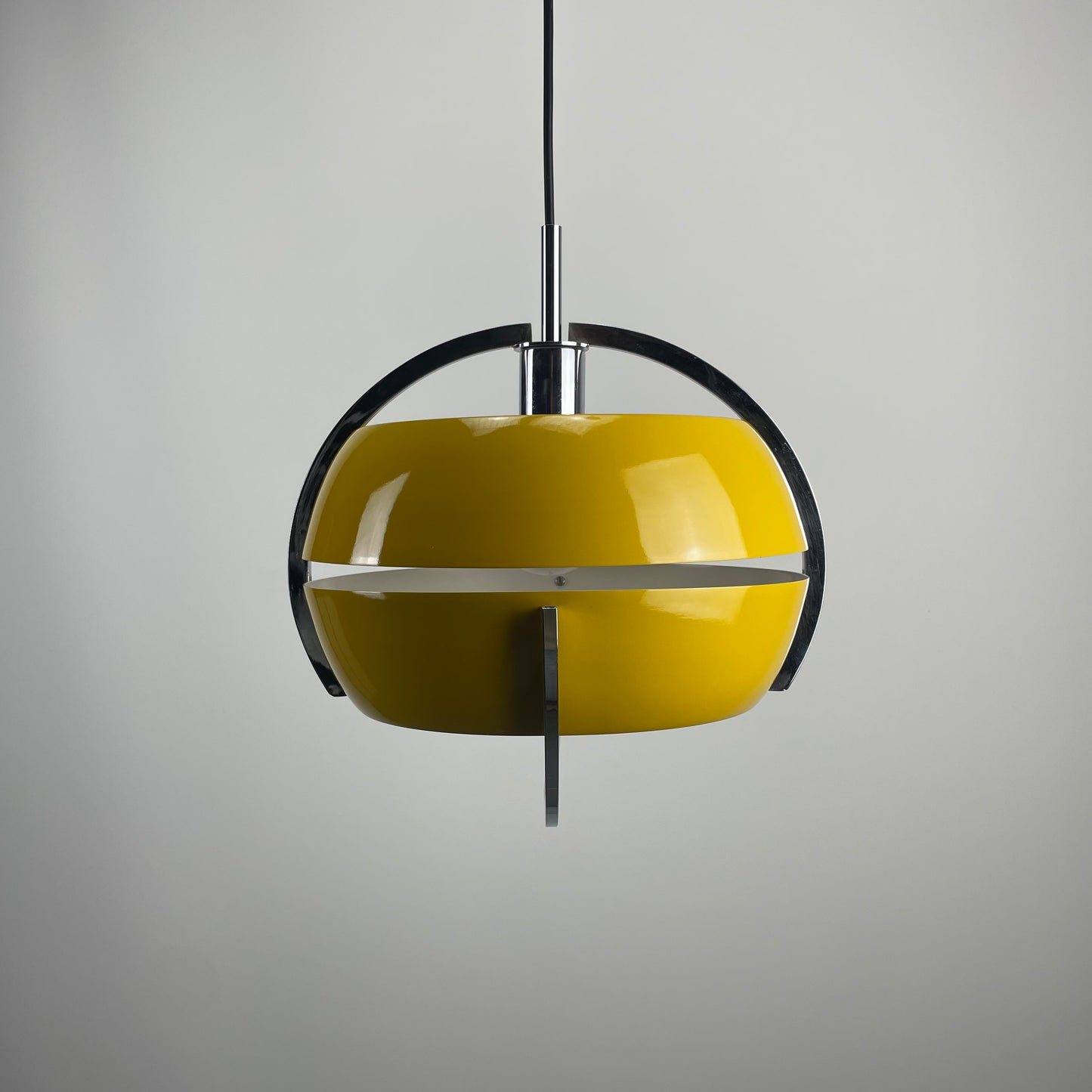 Yellow space age UFO shaped pendant lamp 1970