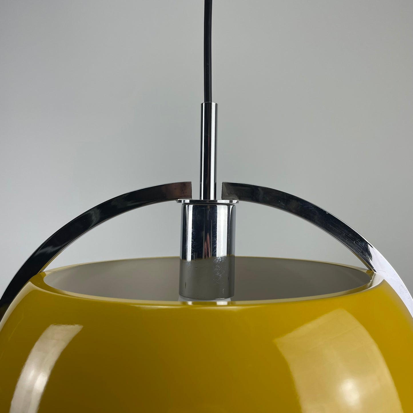 Yellow space age UFO shaped pendant lamp 1970