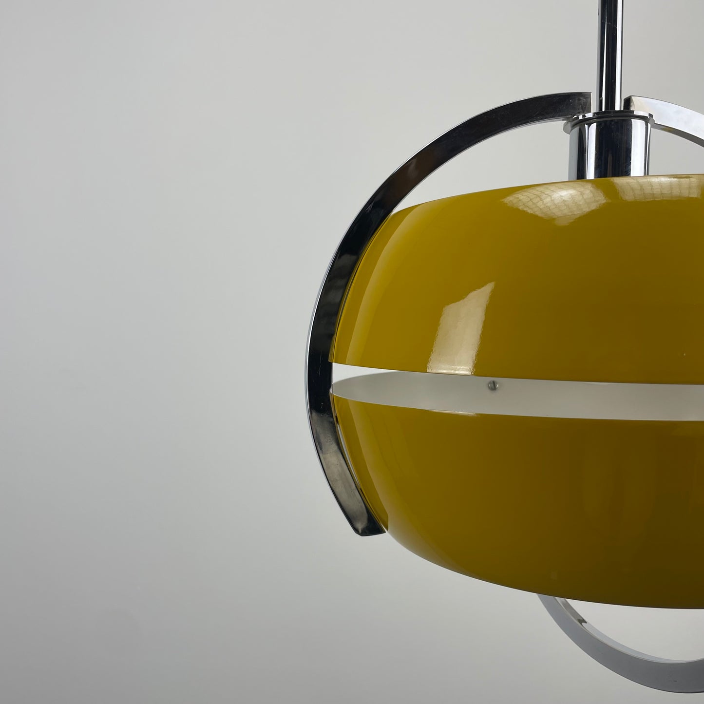 Yellow space age UFO shaped pendant lamp 1970