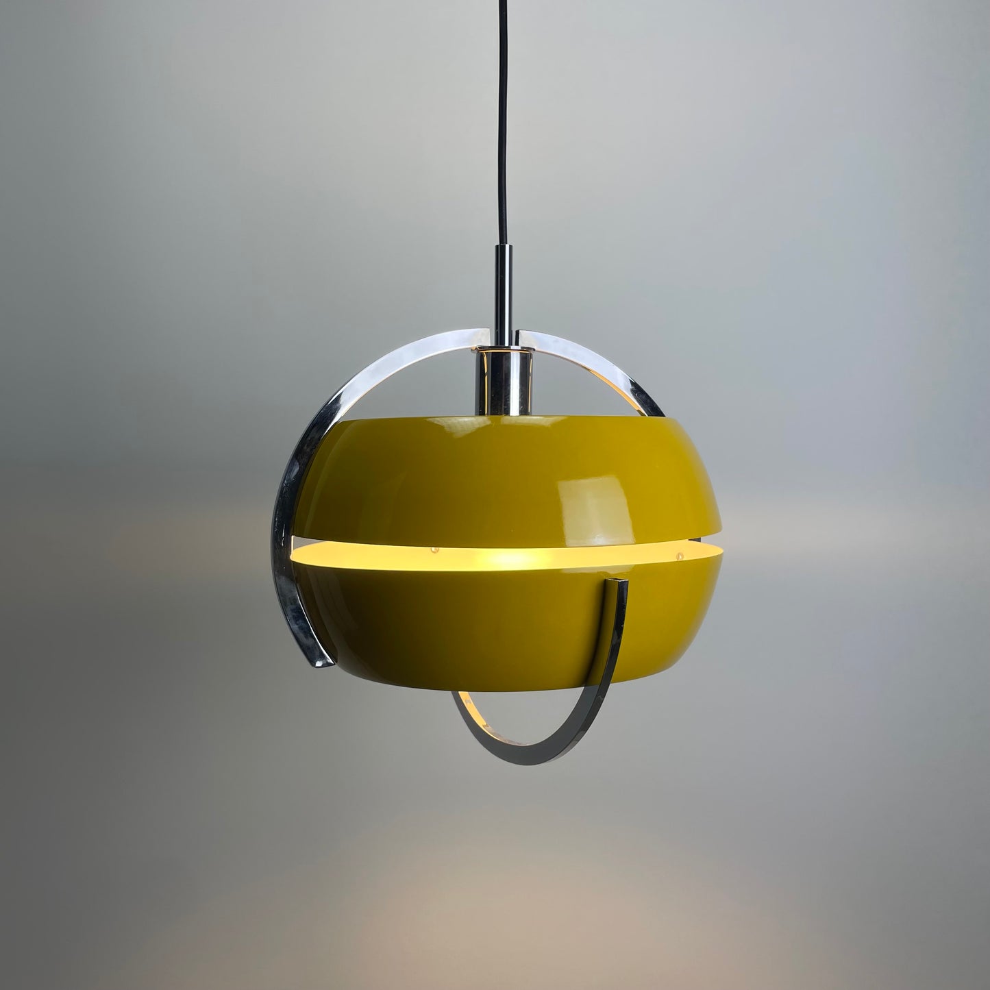 Yellow space age UFO shaped pendant lamp 1970