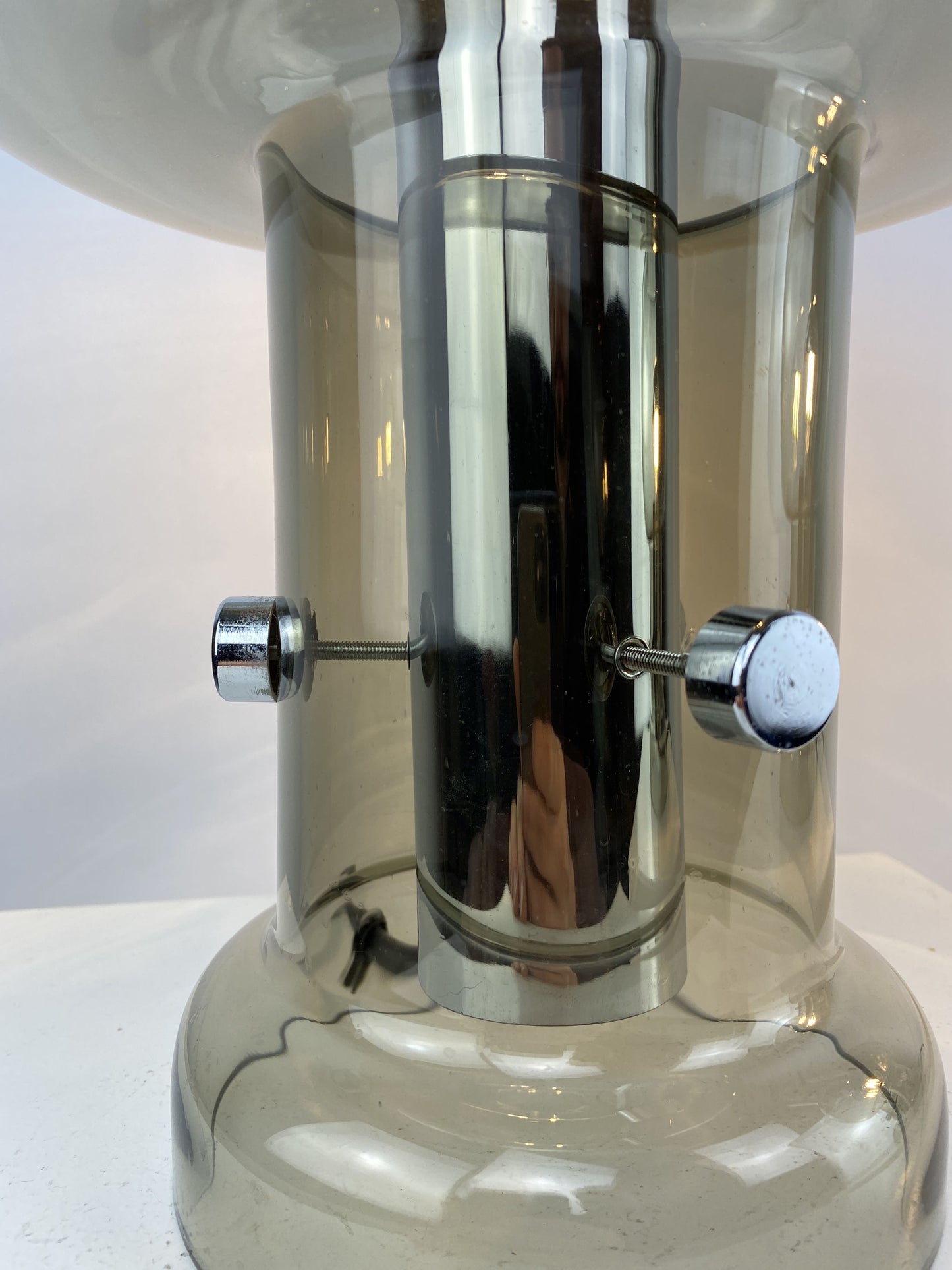 Pair of Smoked glass table lamps by Nettelhoff Leuchten from the 1970's