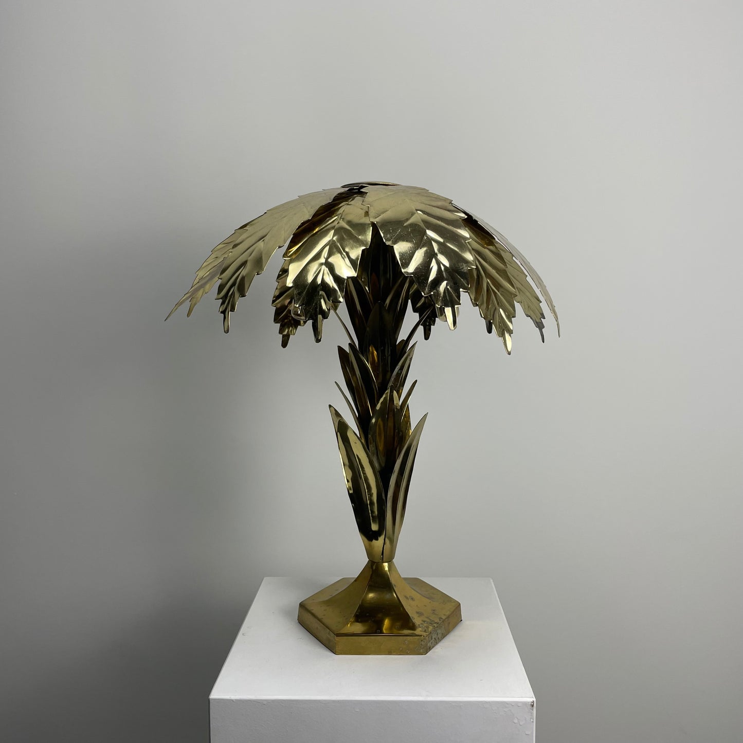 Hollywood Regency brass palm tree lamp 1960