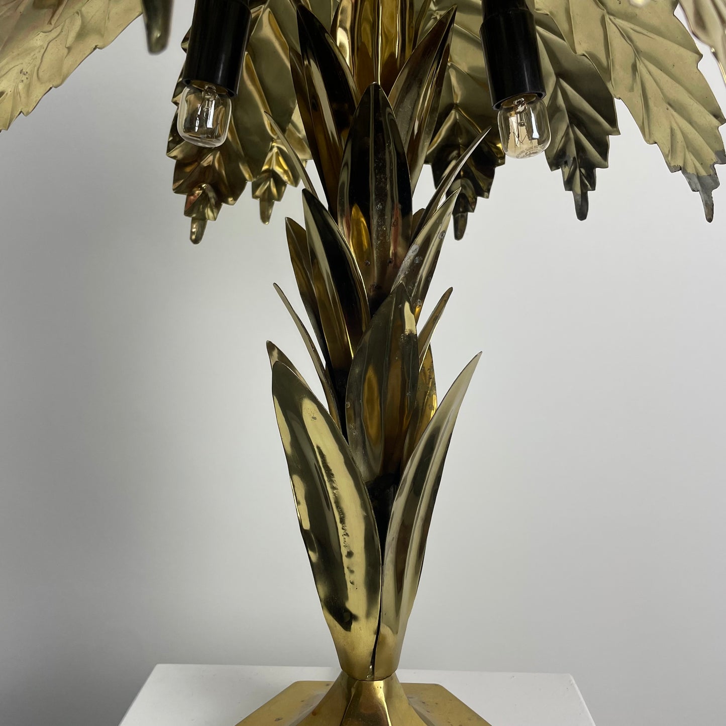 Hollywood Regency brass palm tree lamp 1960