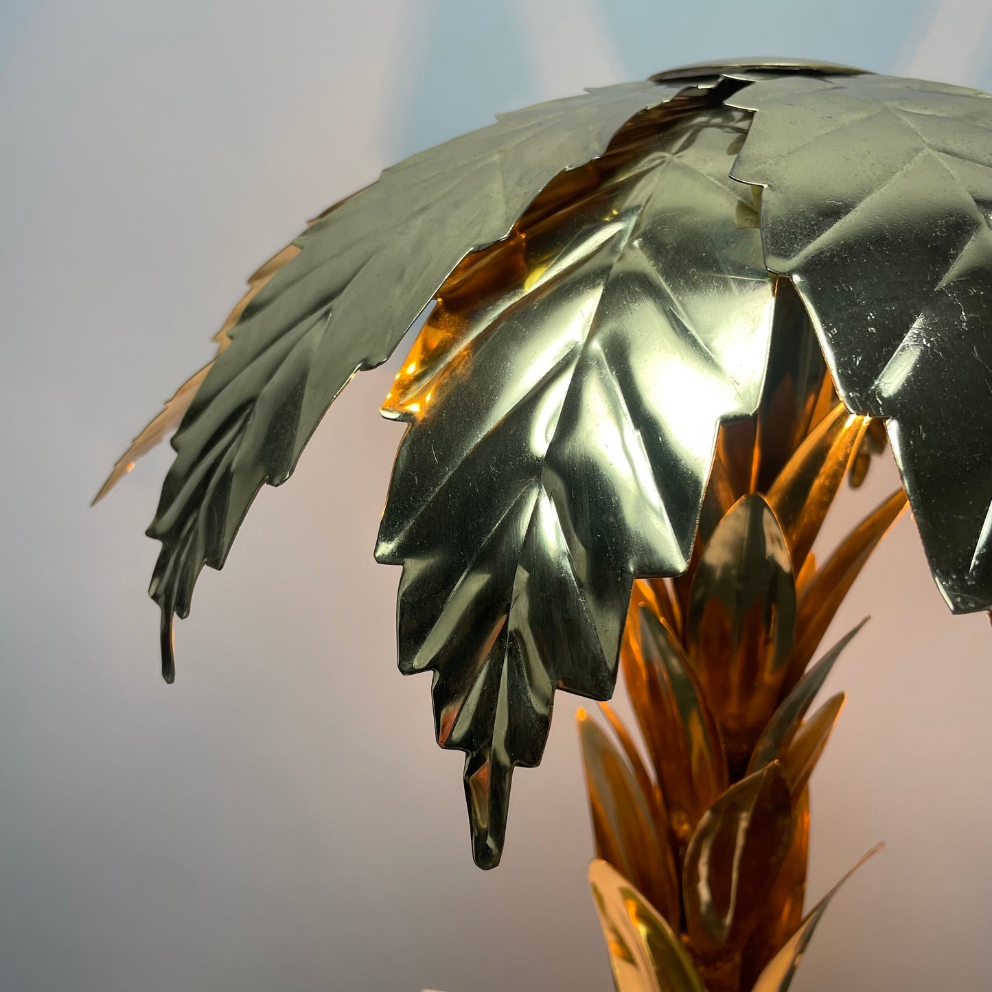 Hollywood Regency brass palm tree lamp 1960