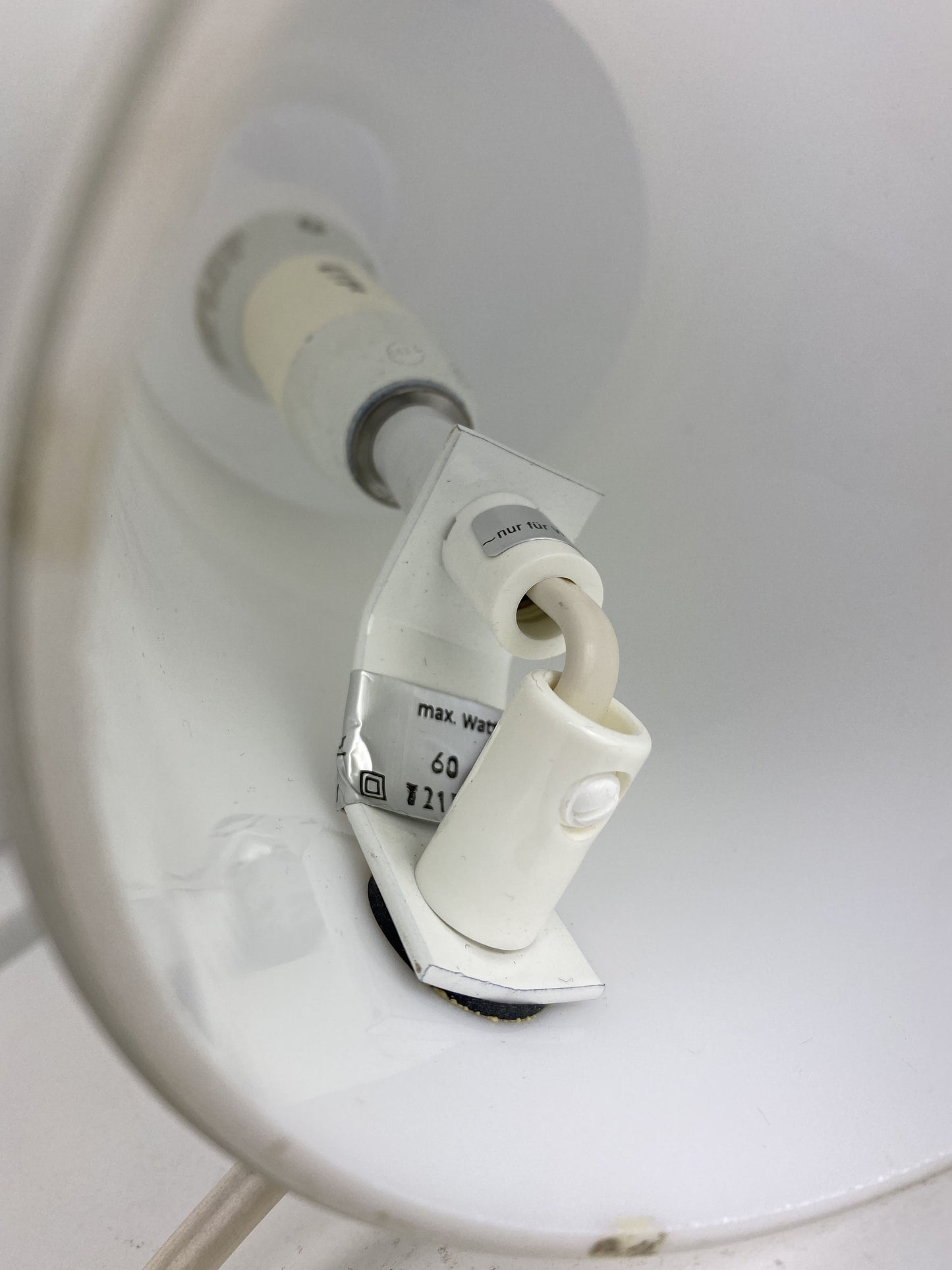 1 of 2 White glass Peill and Putzler mushroom table lamps 1980