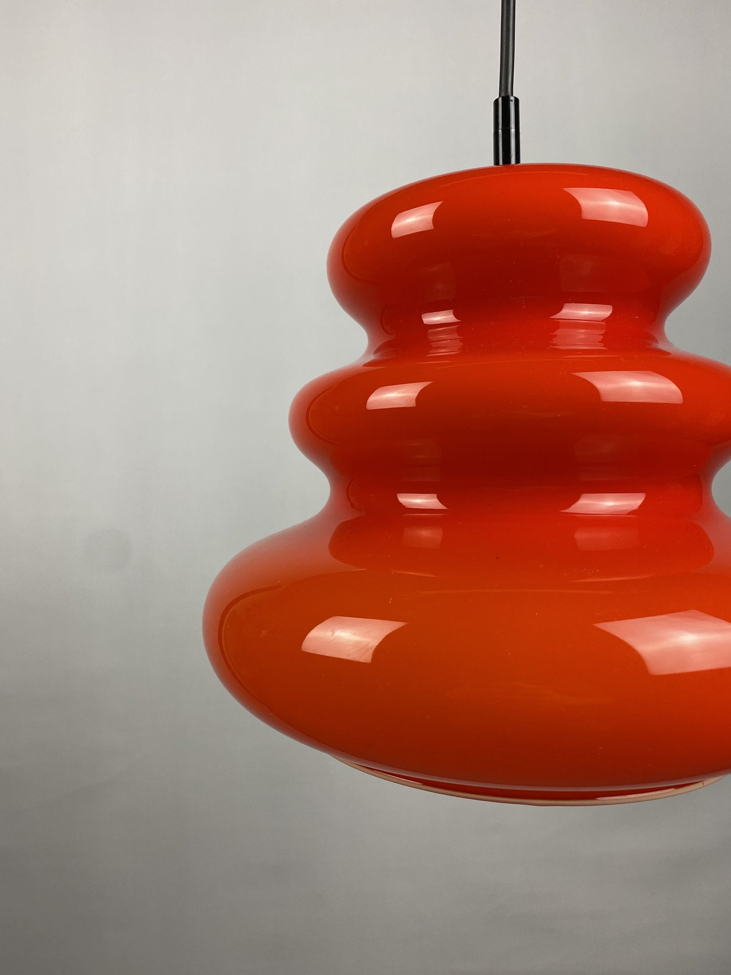 Orange opaline glass pendant light by Peill and Putzler 1960