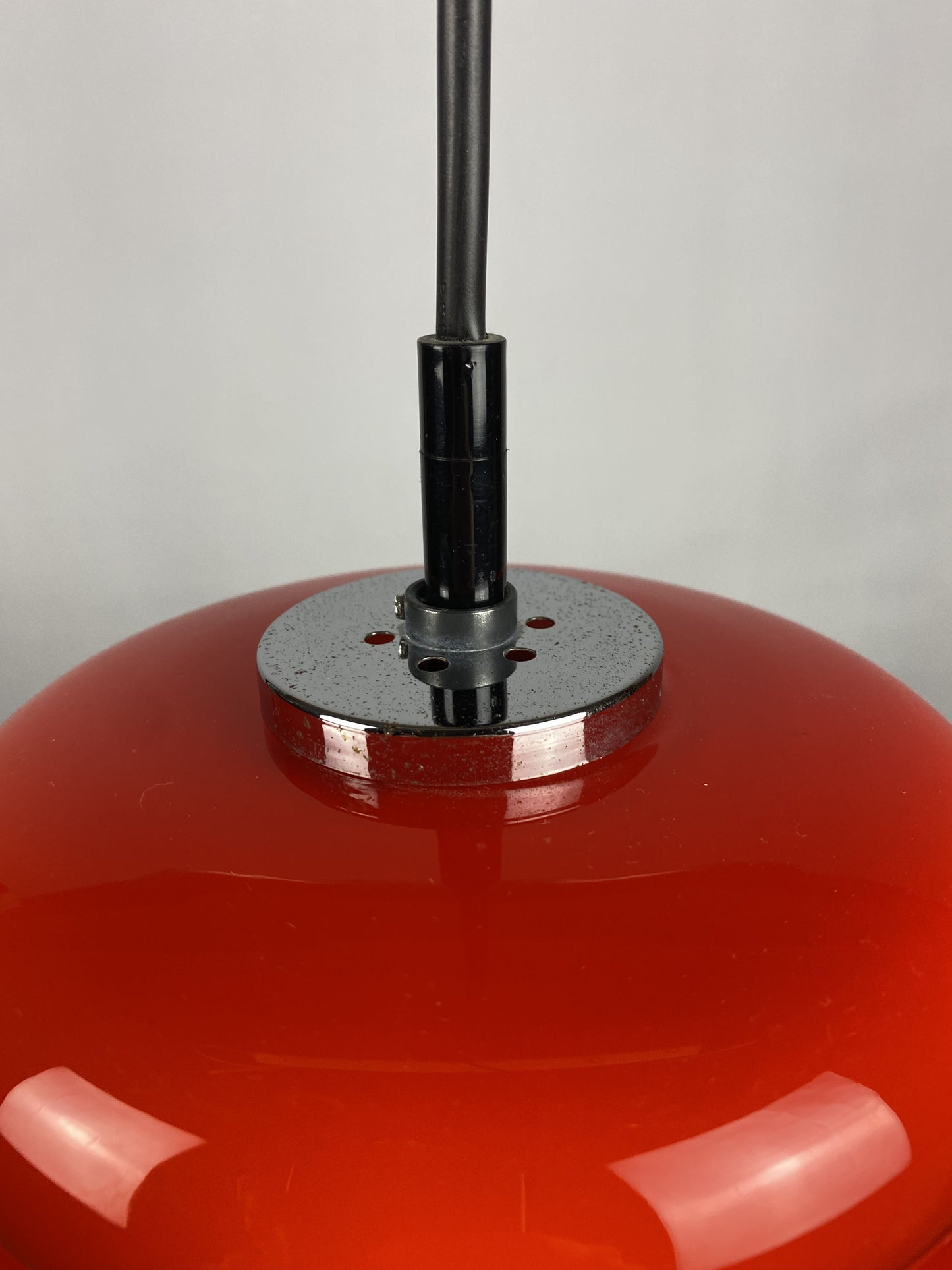 Orange opaline glass pendant light by Peill and Putzler 1960