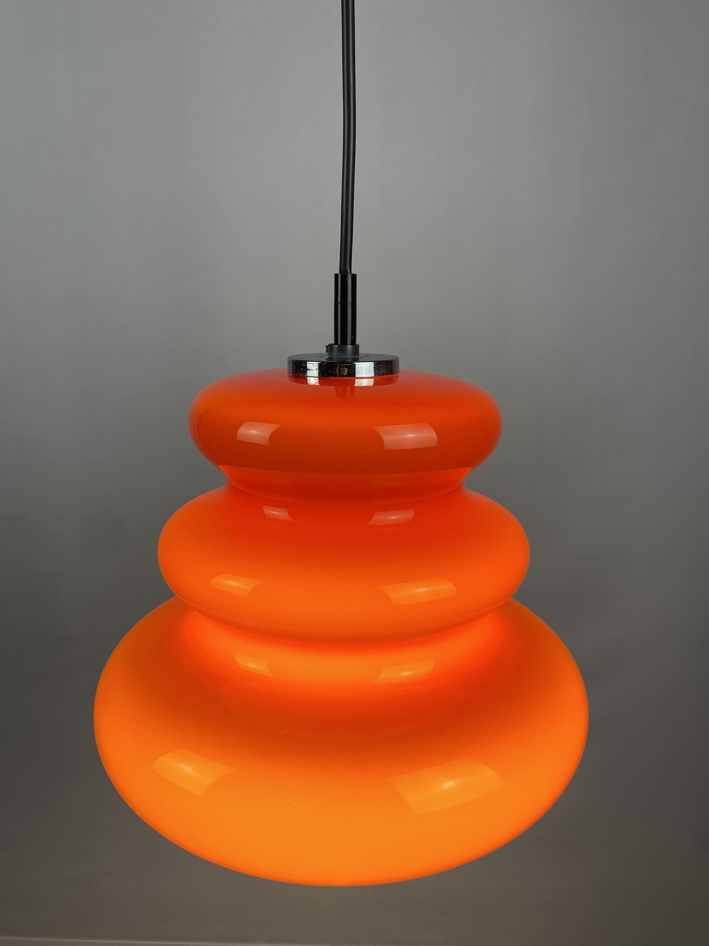 Orange opaline glass pendant light by Peill and Putzler 1960