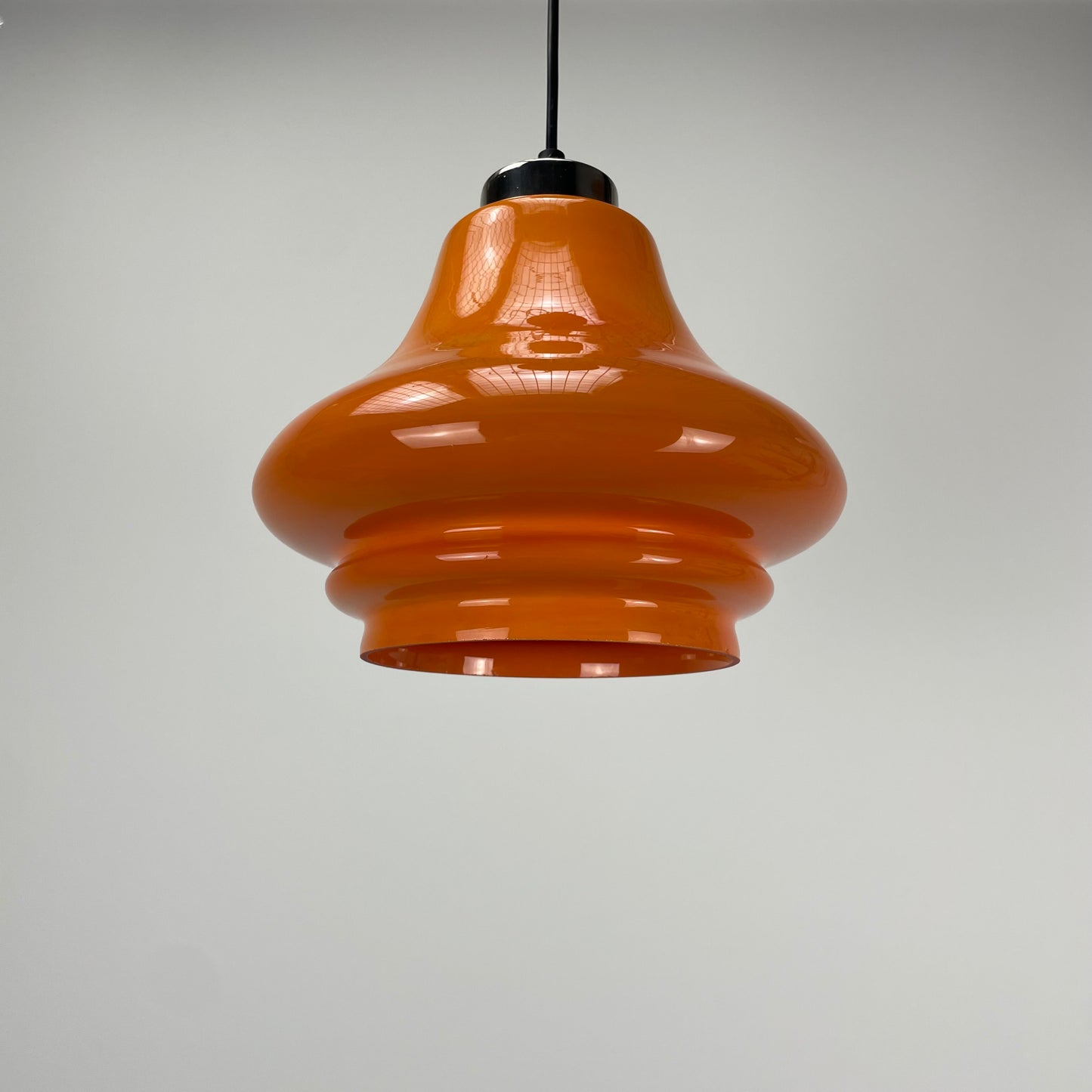 Glass orange pendant light from Germany 1960