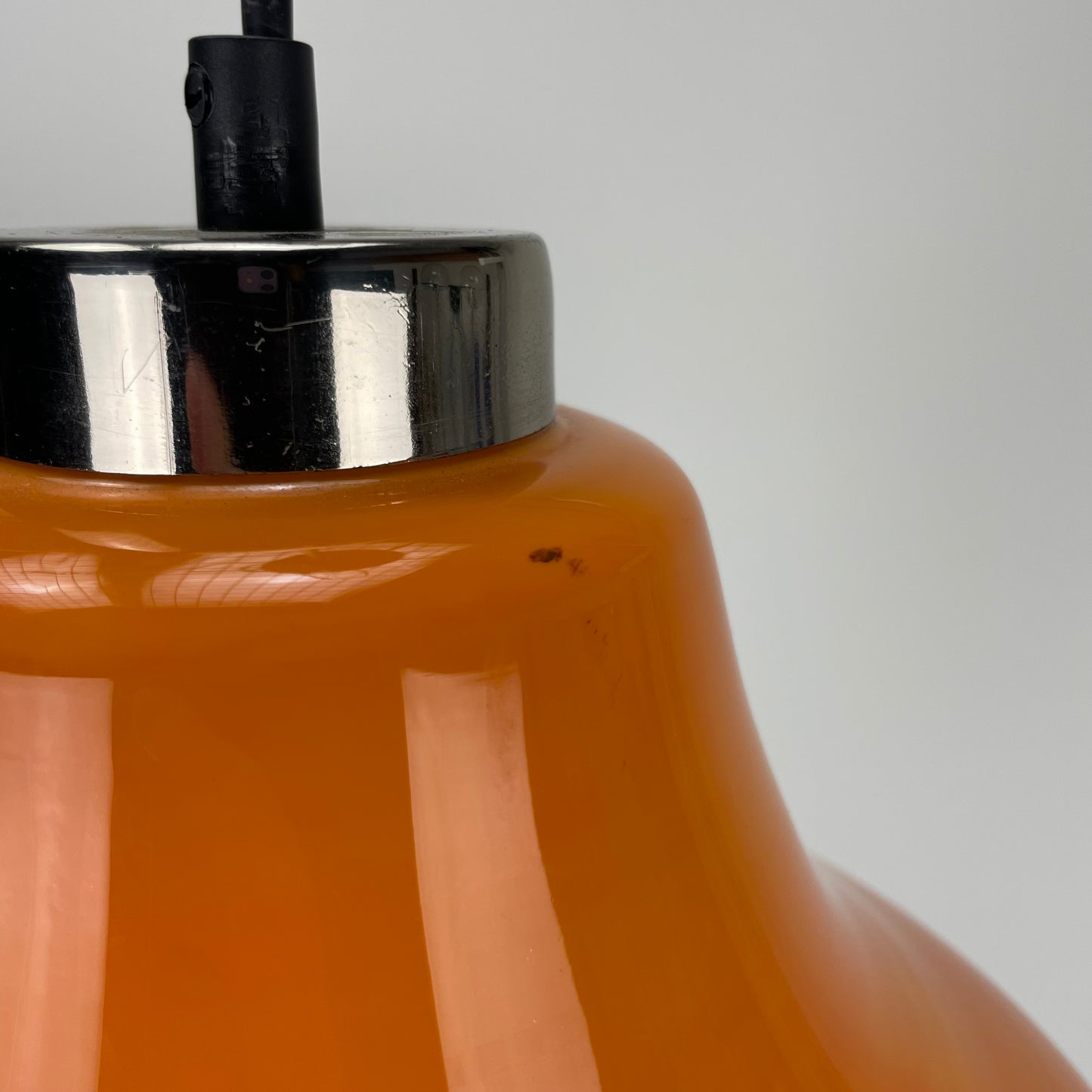 Glass orange pendant light from Germany 1960