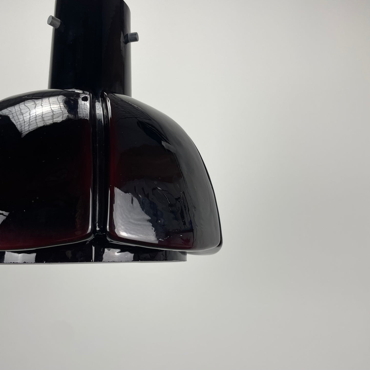 Flower shaped purple Glashütte Limburg pendant lamp 1970