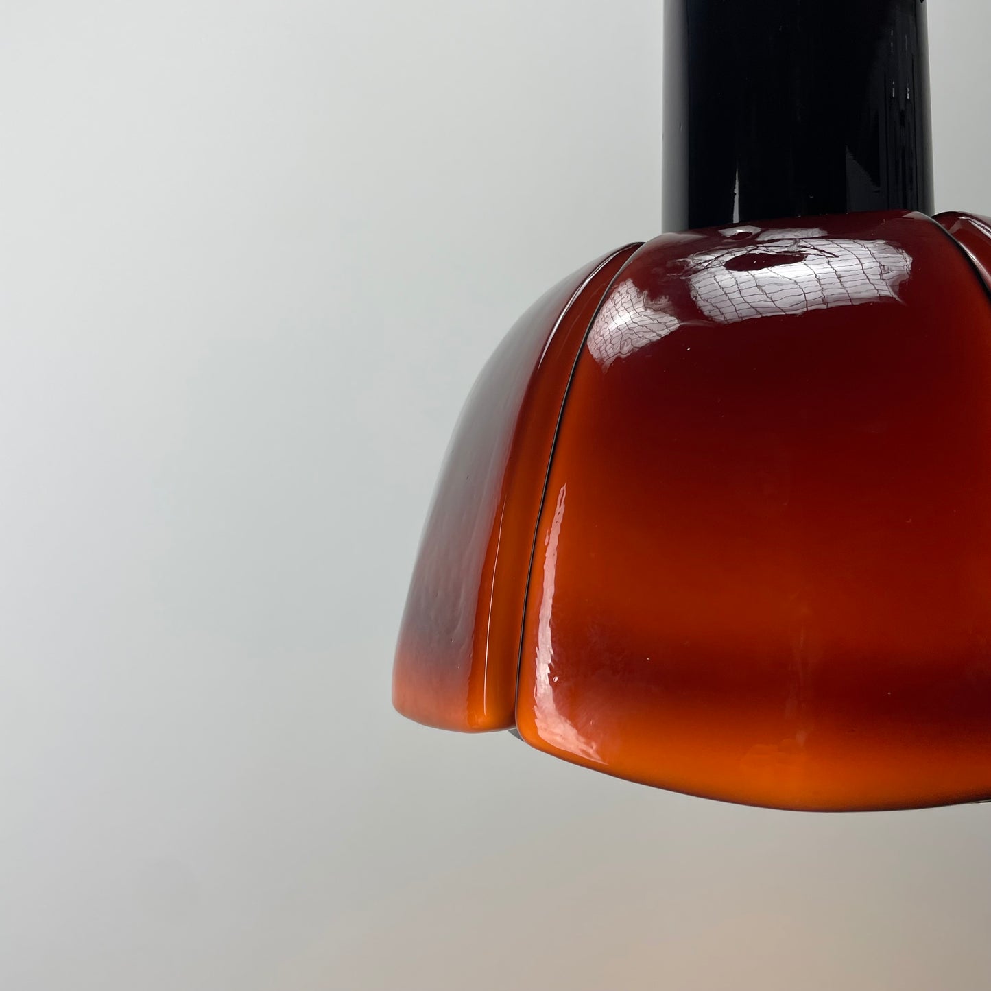 Flower shaped purple Glashütte Limburg pendant lamp 1970
