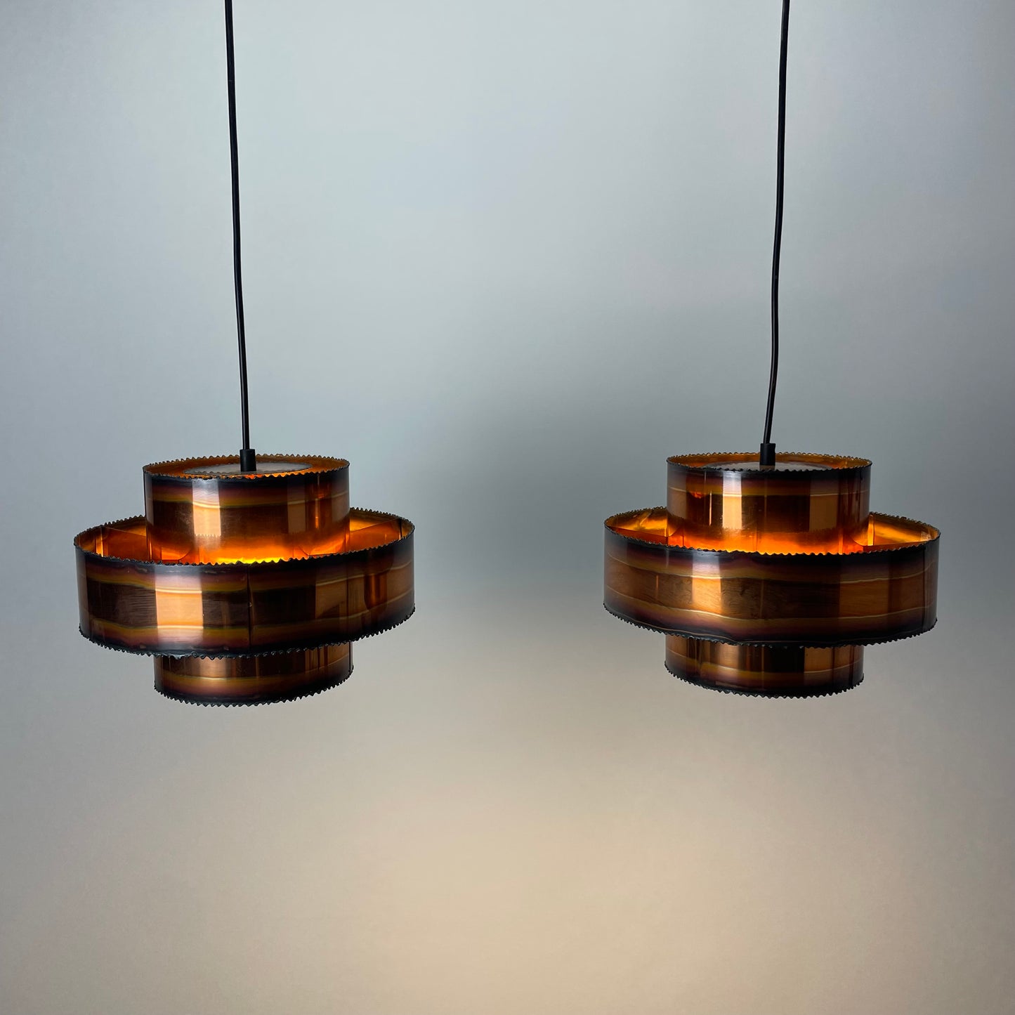 Pair of copper pendant lamps by Svend Aage Holm Sørensen 1960