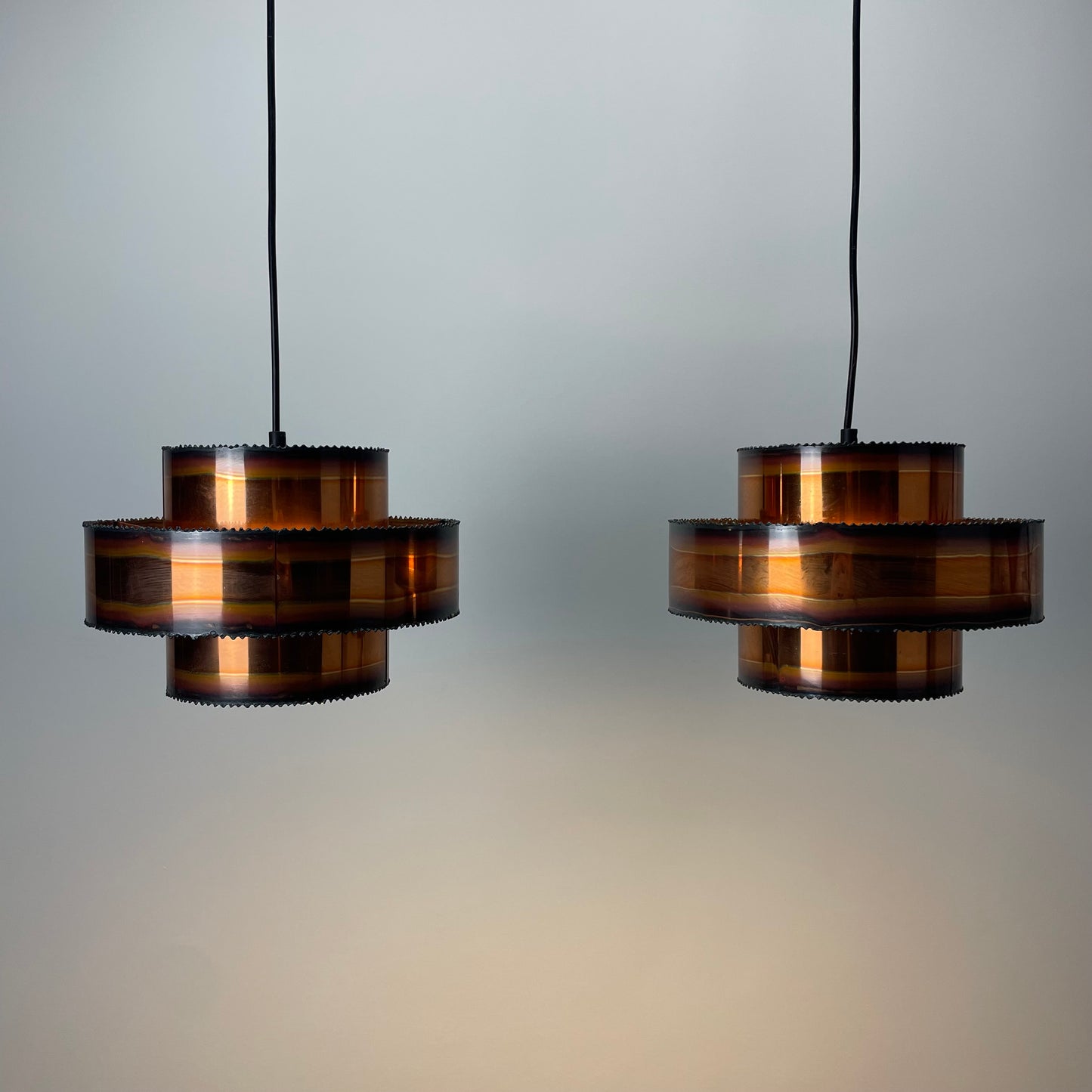 Pair of copper pendant lamps by Svend Aage Holm Sørensen 1960