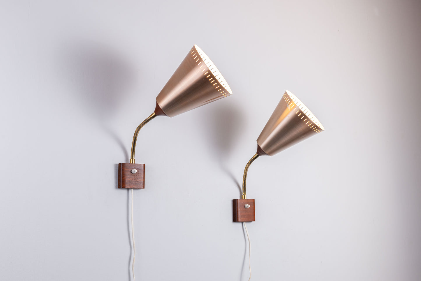 Pair of Swedish adjustable bronze colored wall lamps 1960