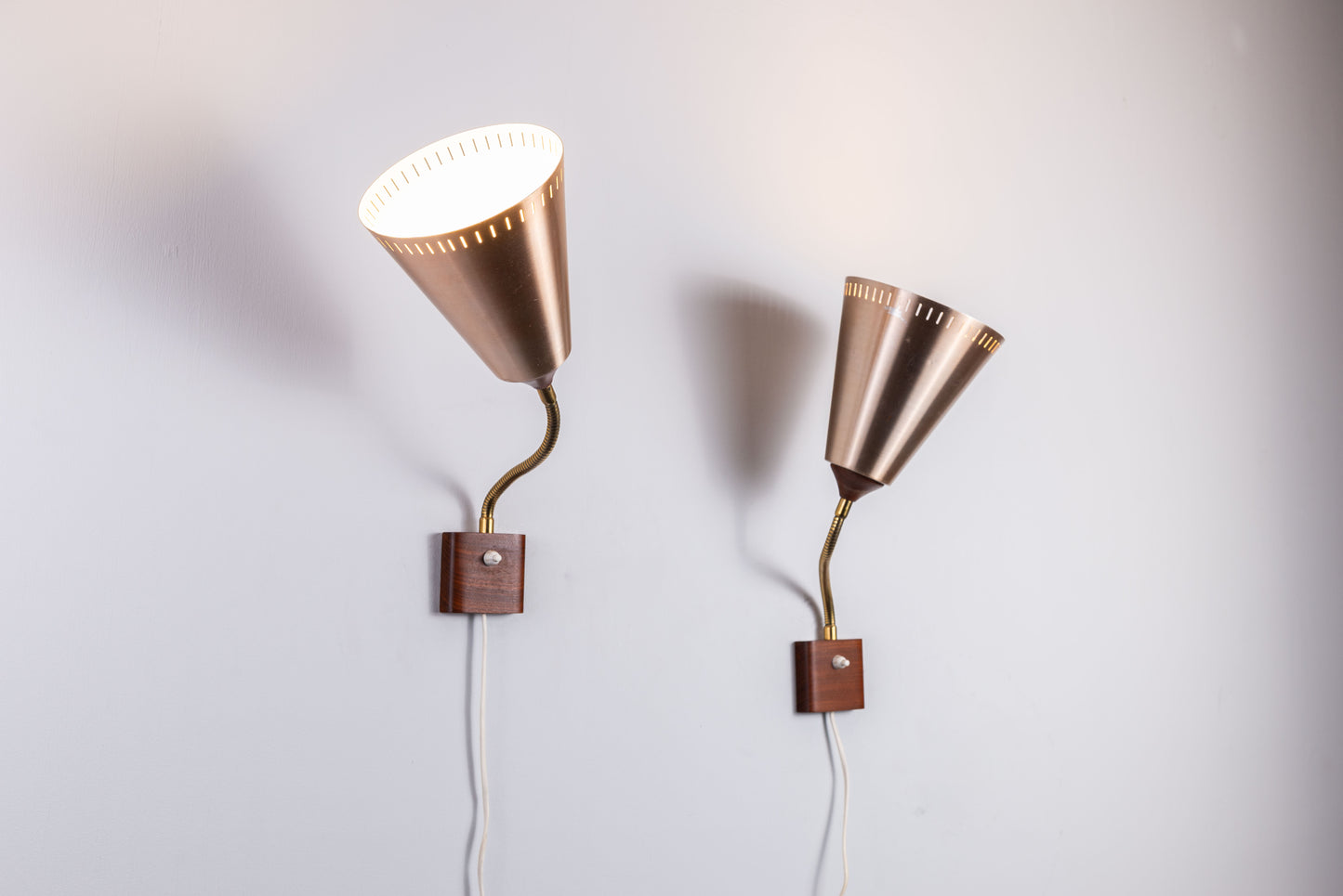 Pair of Swedish adjustable bronze colored wall lamps 1960