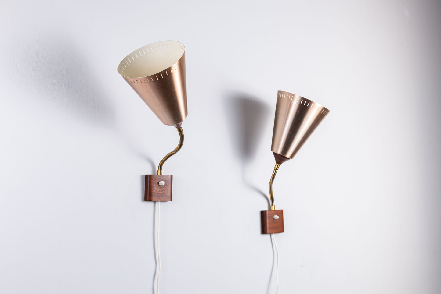 Pair of Swedish adjustable bronze colored wall lamps 1960