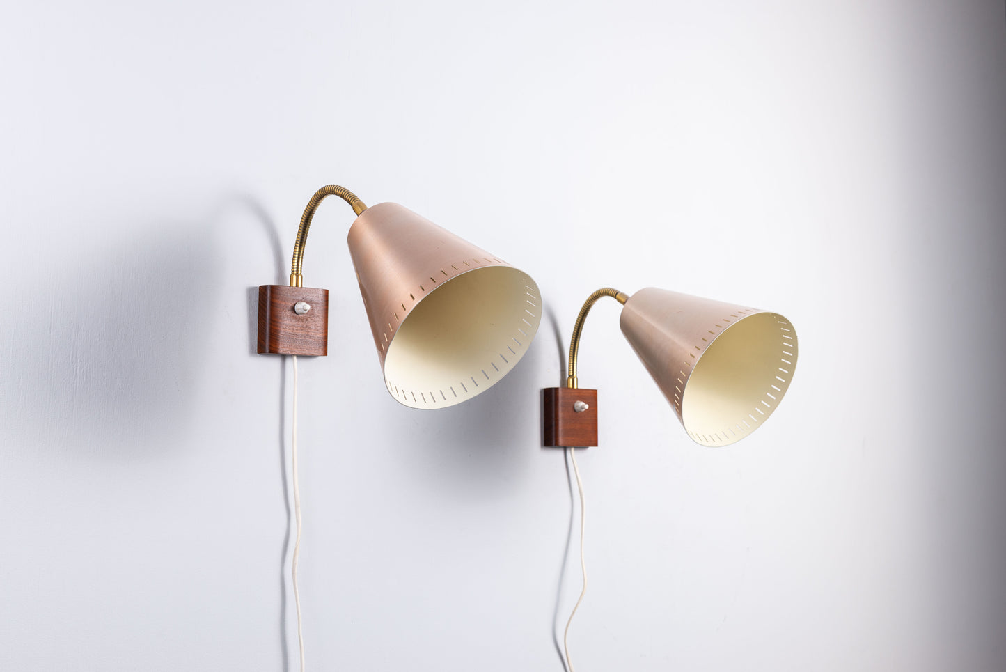 Pair of Swedish adjustable bronze colored wall lamps 1960