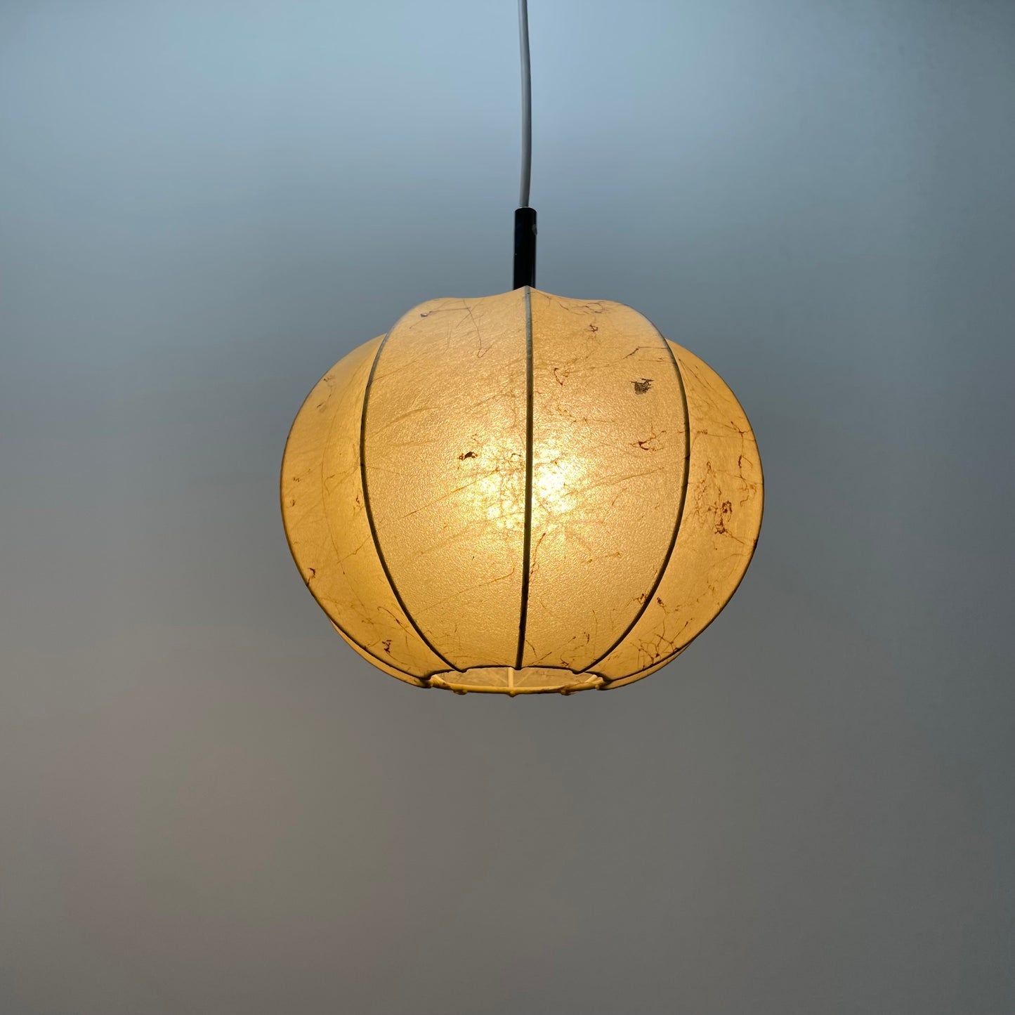 Pair of two cocoon pendant lamps by Goldkant Leuchten 1960