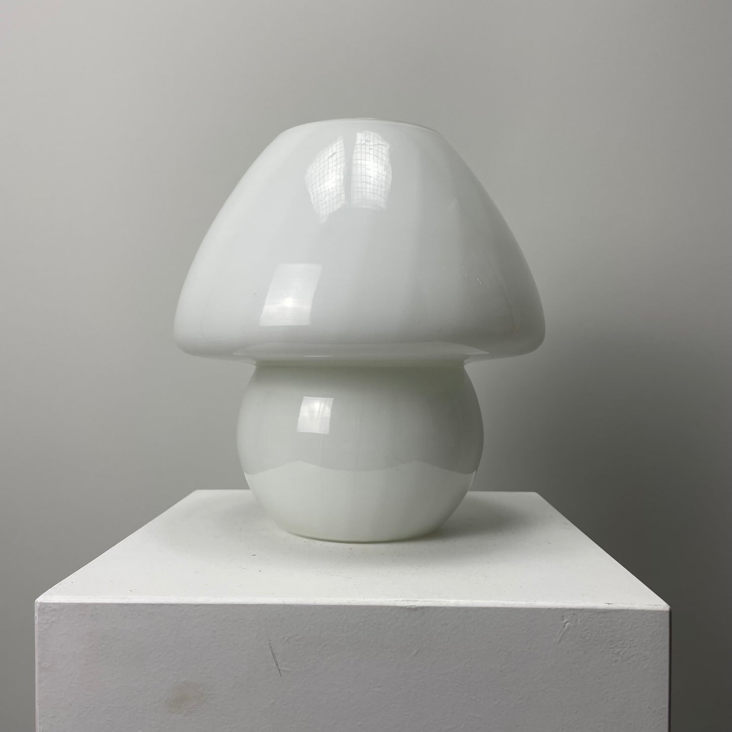 White glass mushroom table lamp from 1970
