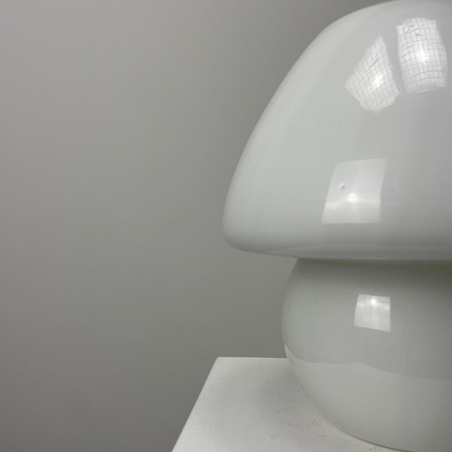White glass mushroom table lamp from 1970