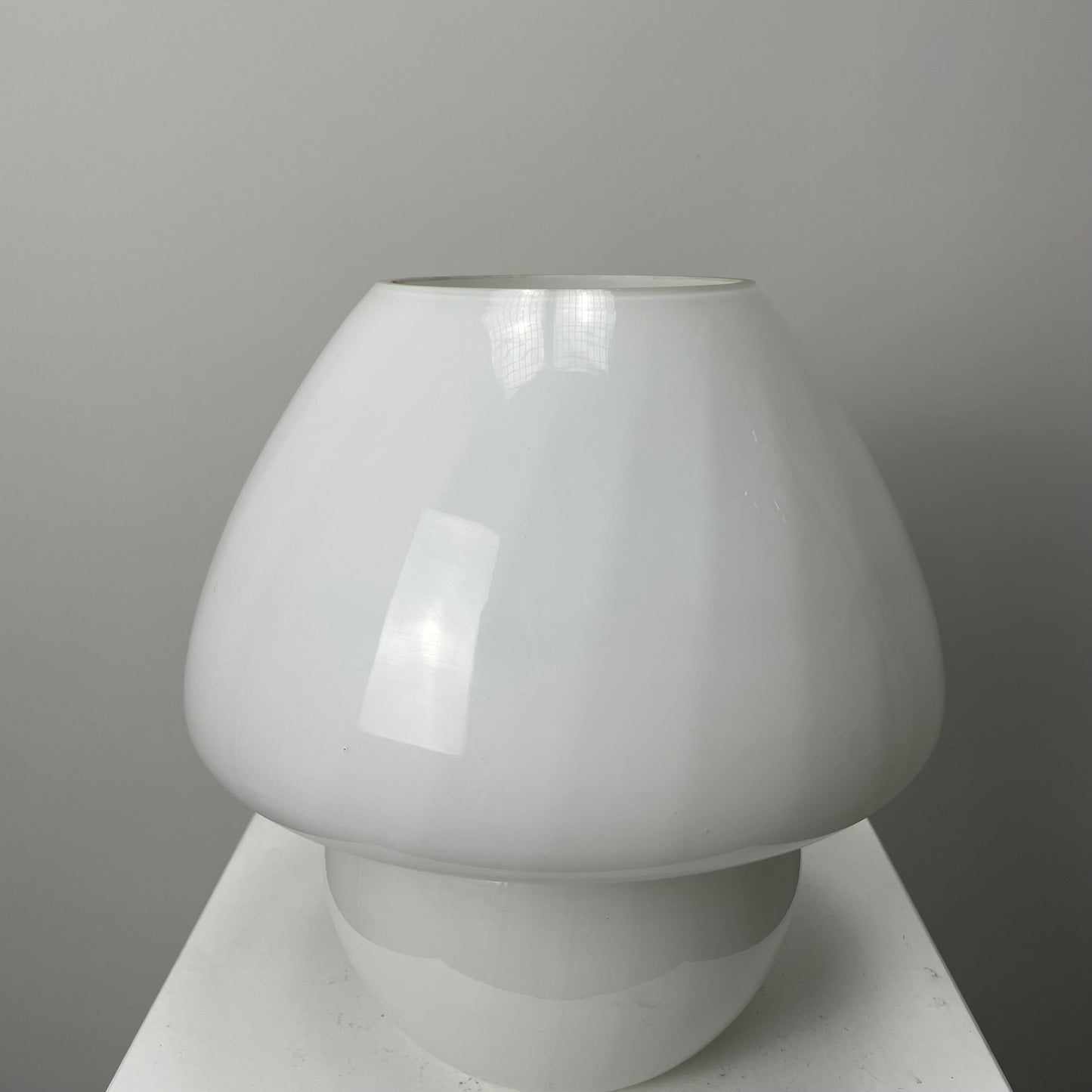 White glass mushroom table lamp from 1970