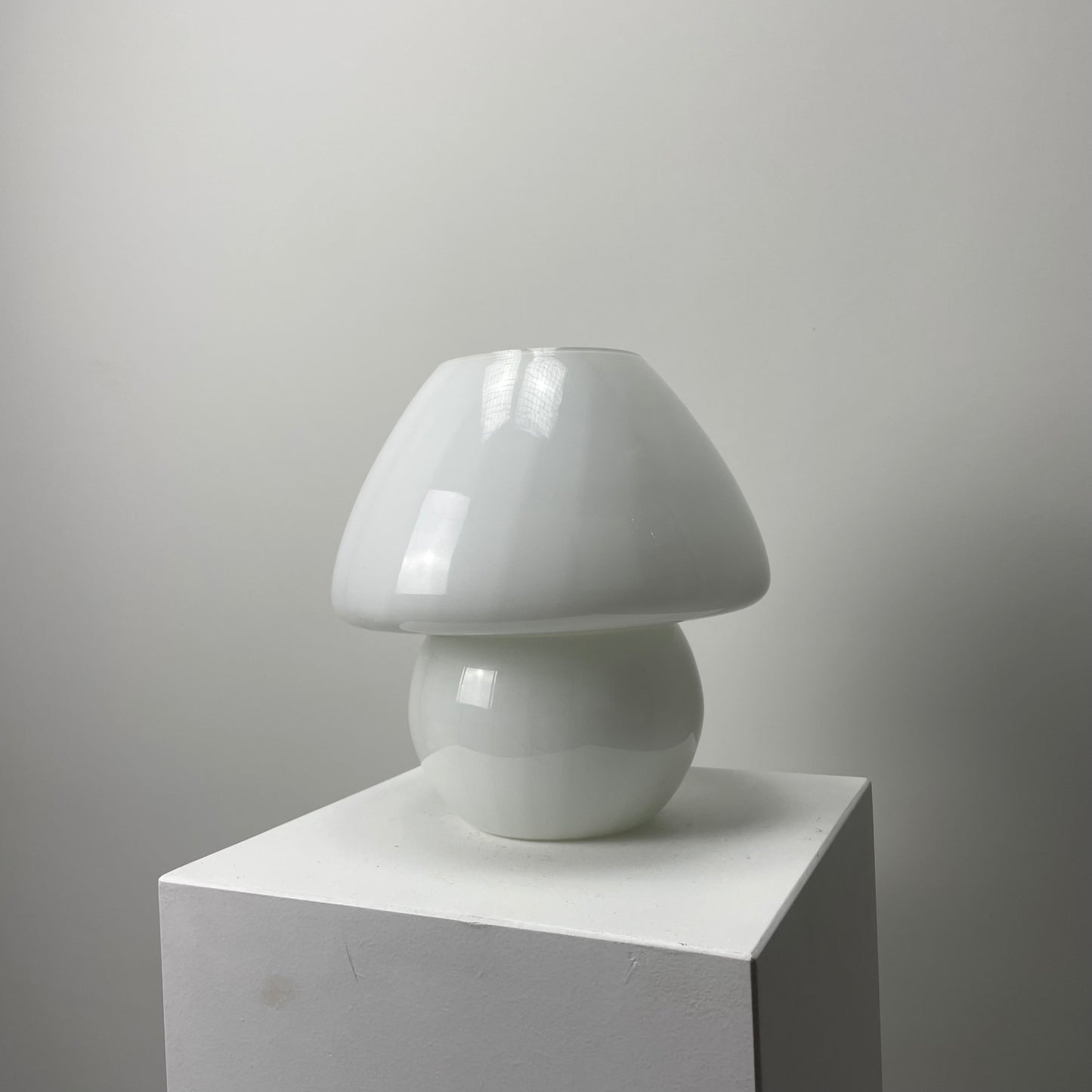 White glass mushroom table lamp from 1970