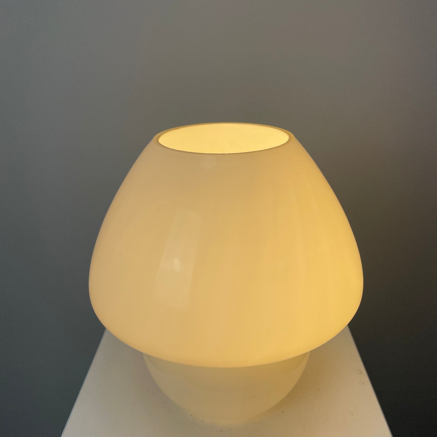 White glass mushroom table lamp from 1970