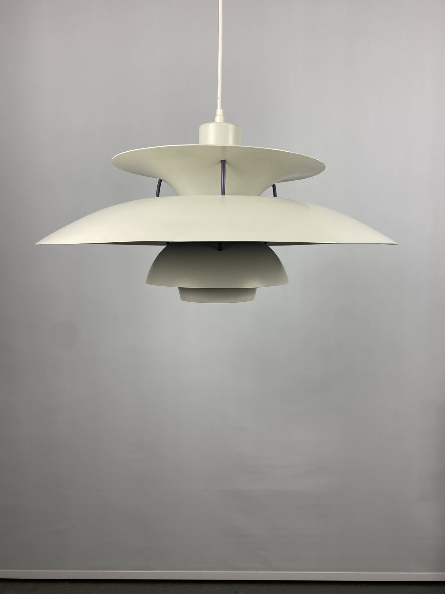 1 of 2 White and purple PH5 pendant light by Poul Henningsen for Louis Poulsen 1970